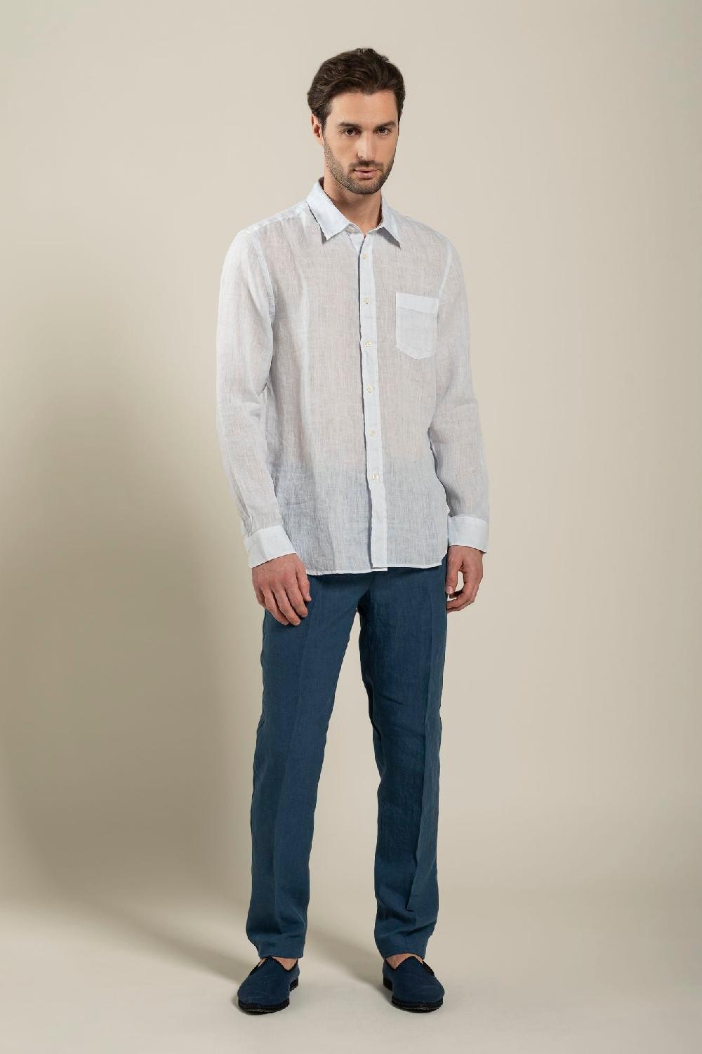 120% Lino Long Sleeve Regular Fit Man Shirt With Pocket