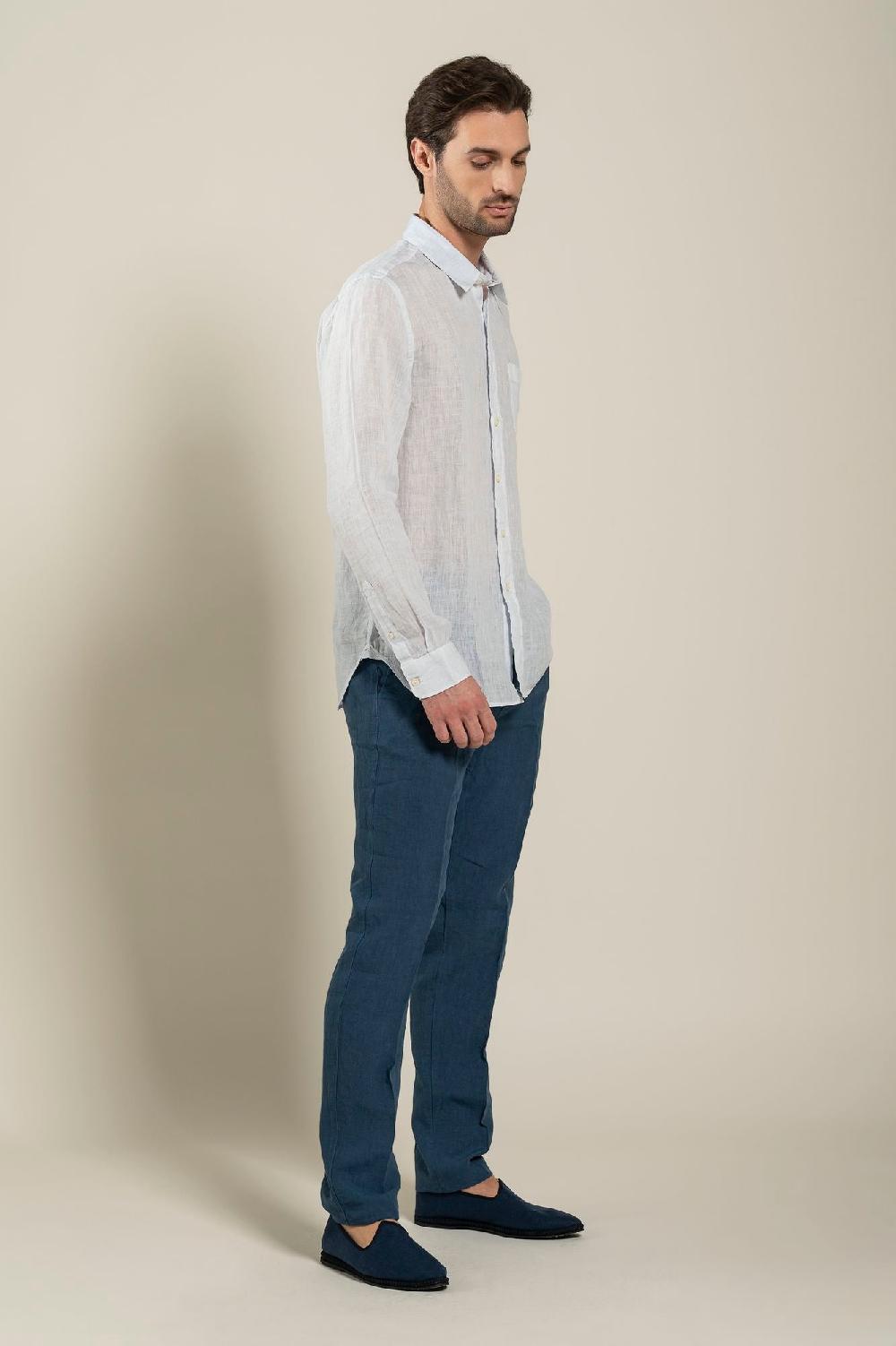 120% Lino Long Sleeve Regular Fit Man Shirt With Pocket