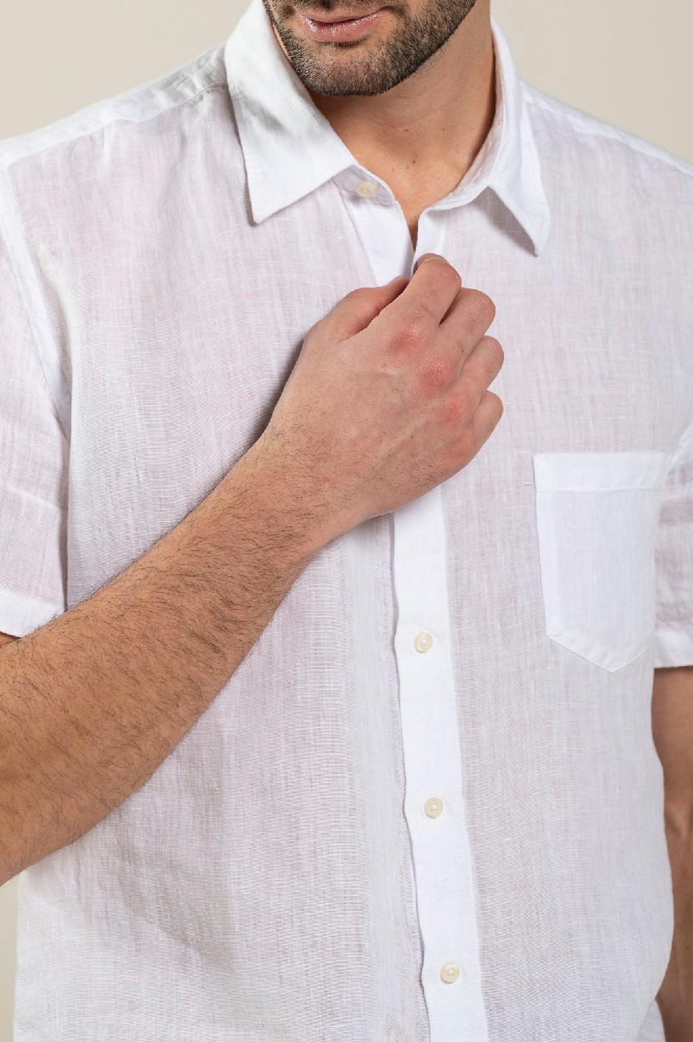 120% Lino Short Sleeve Regular Fit Man Shirt With Pocket