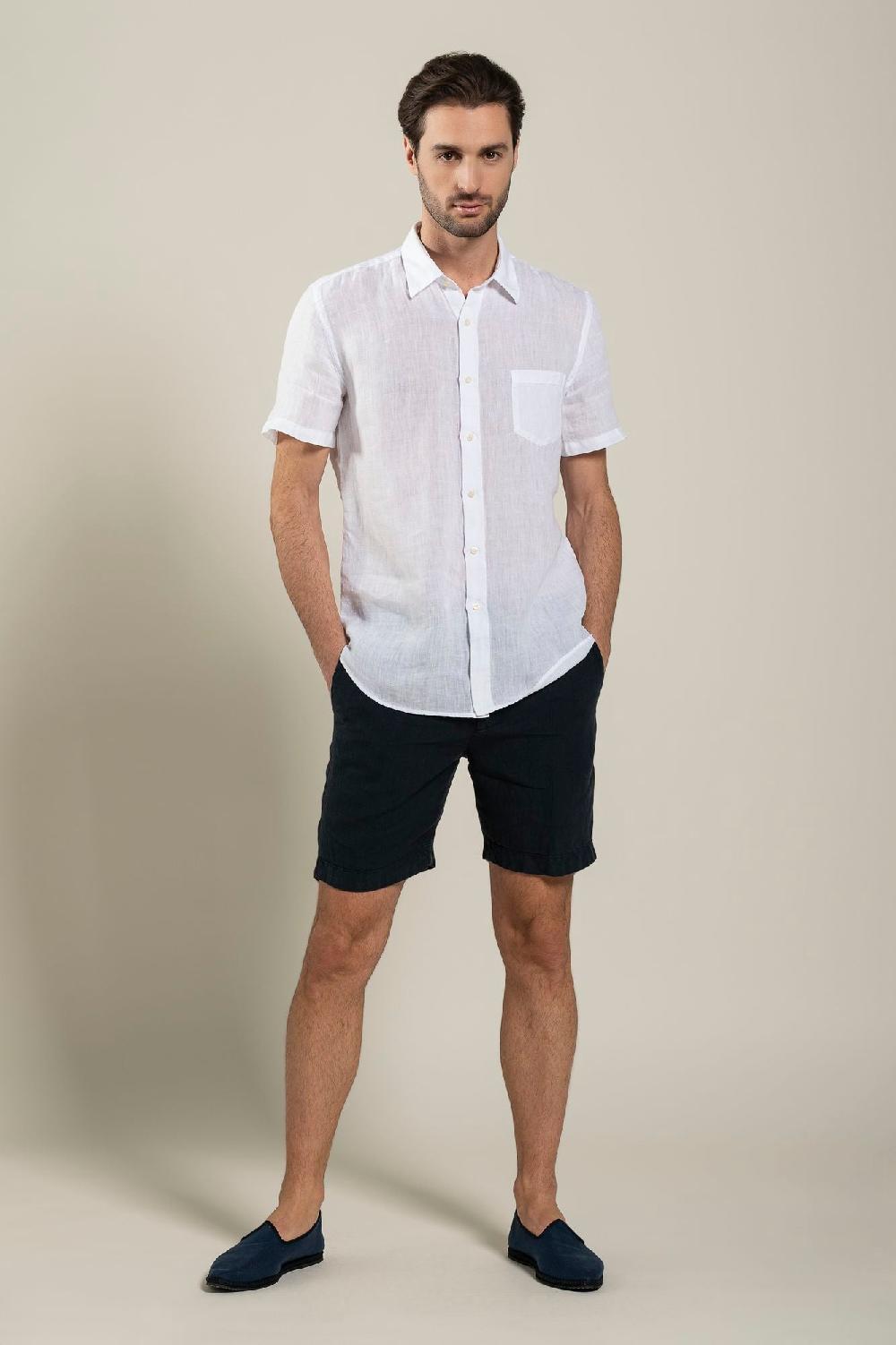 120% Lino Short Sleeve Regular Fit Man Shirt With Pocket