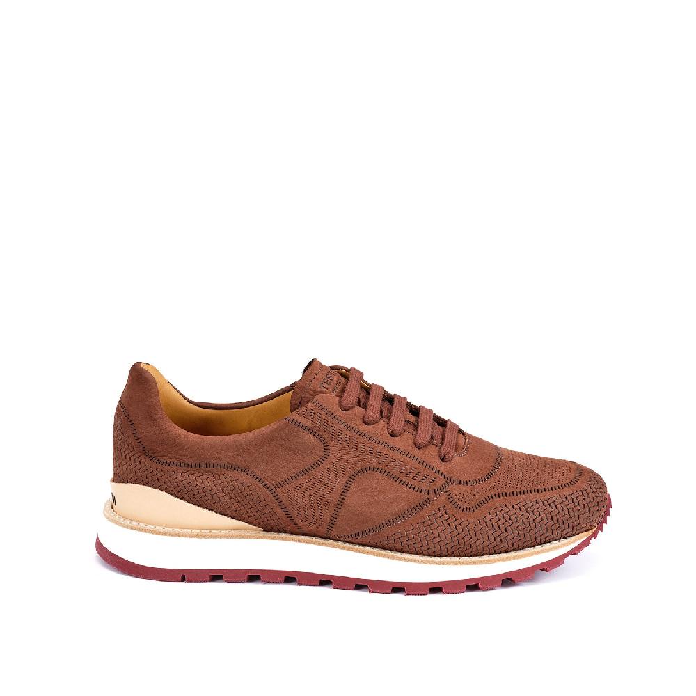 A.Testoni MOENA SNEAKER NUBUK CALF LASERATO SPINA