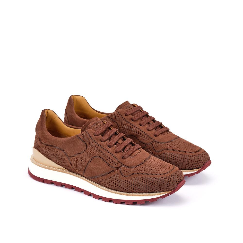 A.Testoni MOENA SNEAKER NUBUK CALF LASERATO SPINA