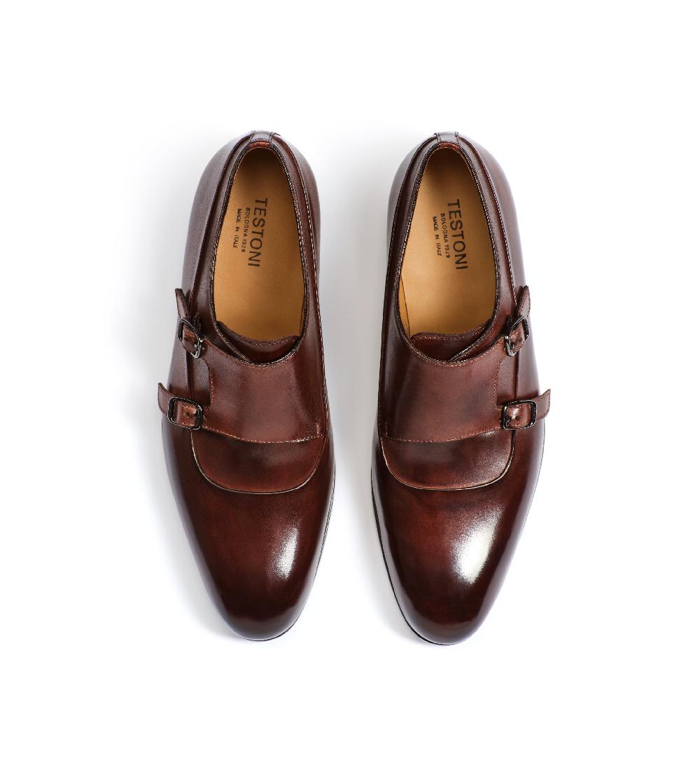 A.Testoni SANT'EULALIA LEATHER MONK STRAP