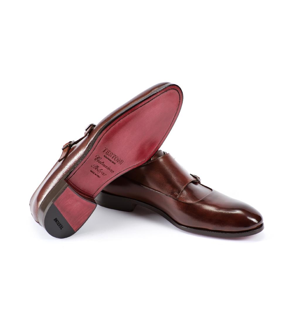 A.Testoni SANT'EULALIA LEATHER MONK STRAP