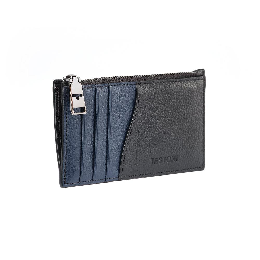 A.Testoni ZIP CREDIT CARD CASE GRAINCALF
