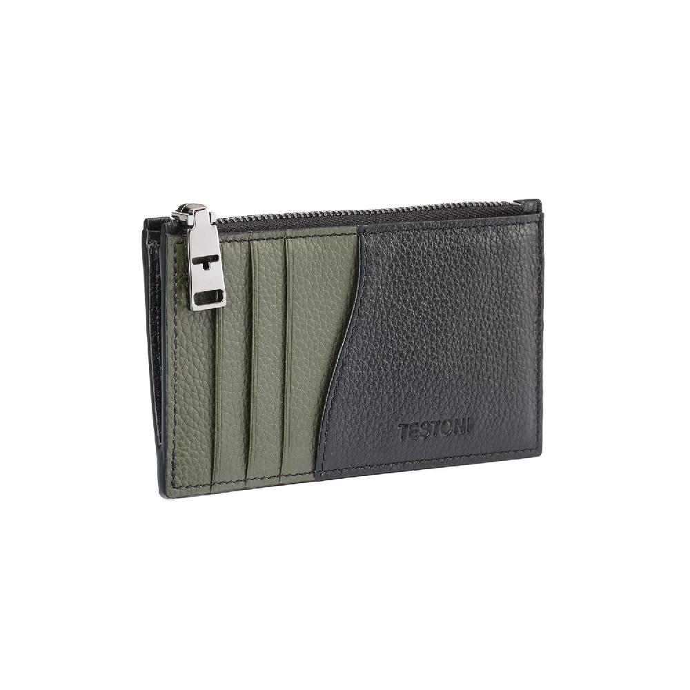 A.Testoni ZIP CREDIT CARD CASE GRAINCALF °