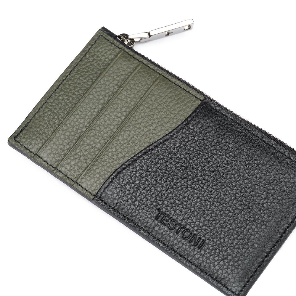 A.Testoni ZIP CREDIT CARD CASE GRAINCALF °