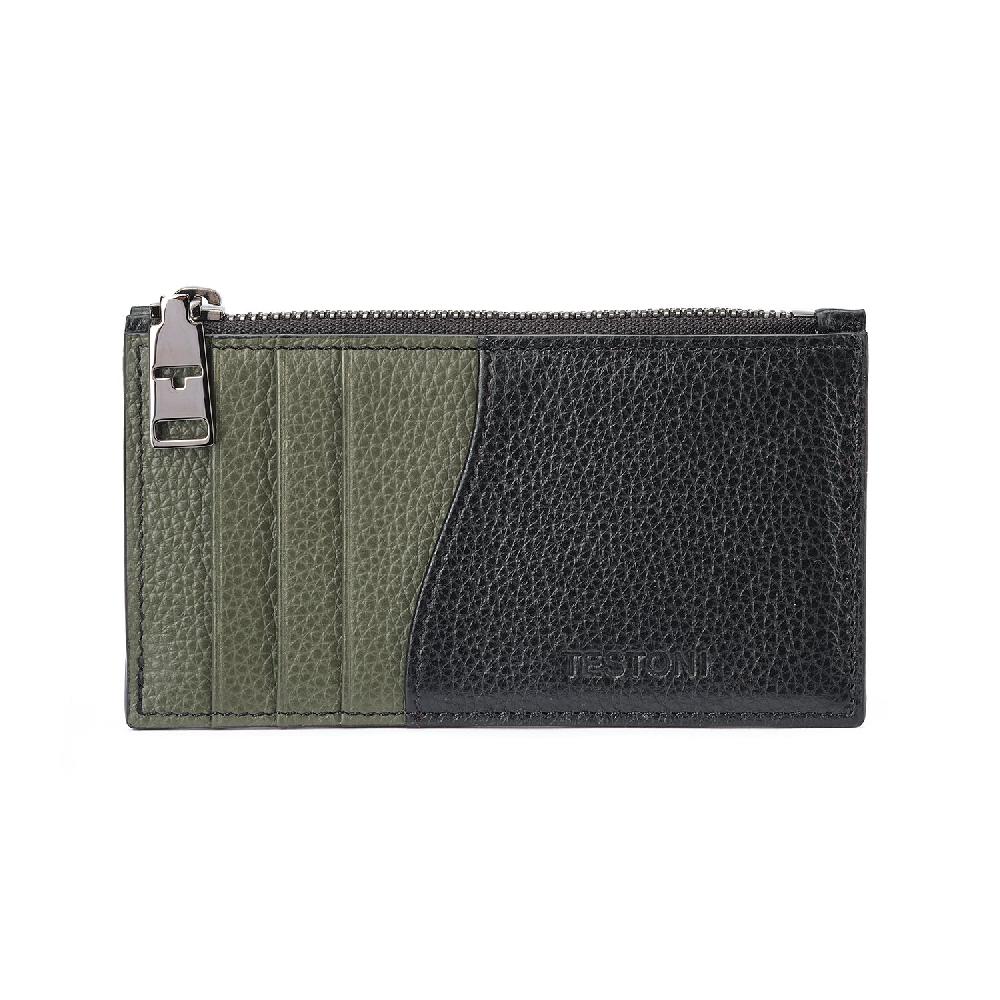 A.Testoni ZIP CREDIT CARD CASE GRAINCALF °