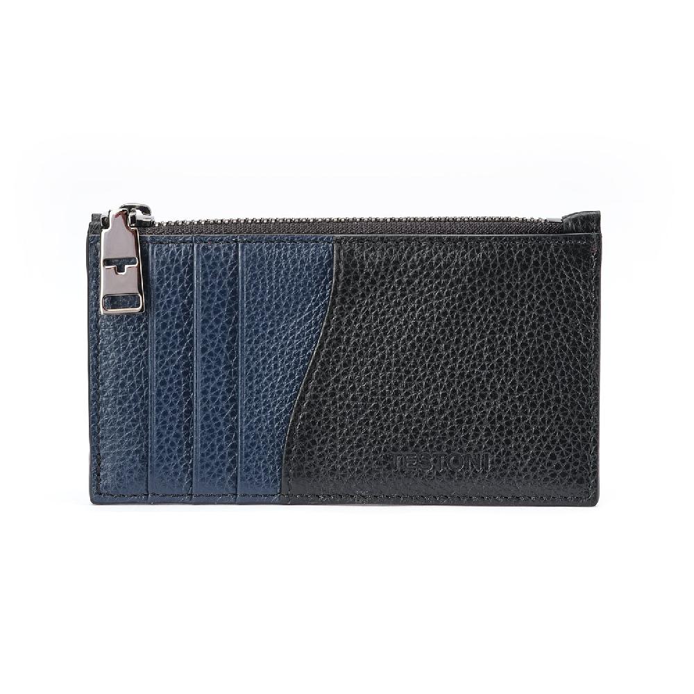 A.Testoni ZIP CREDIT CARD CASE GRAINCALF