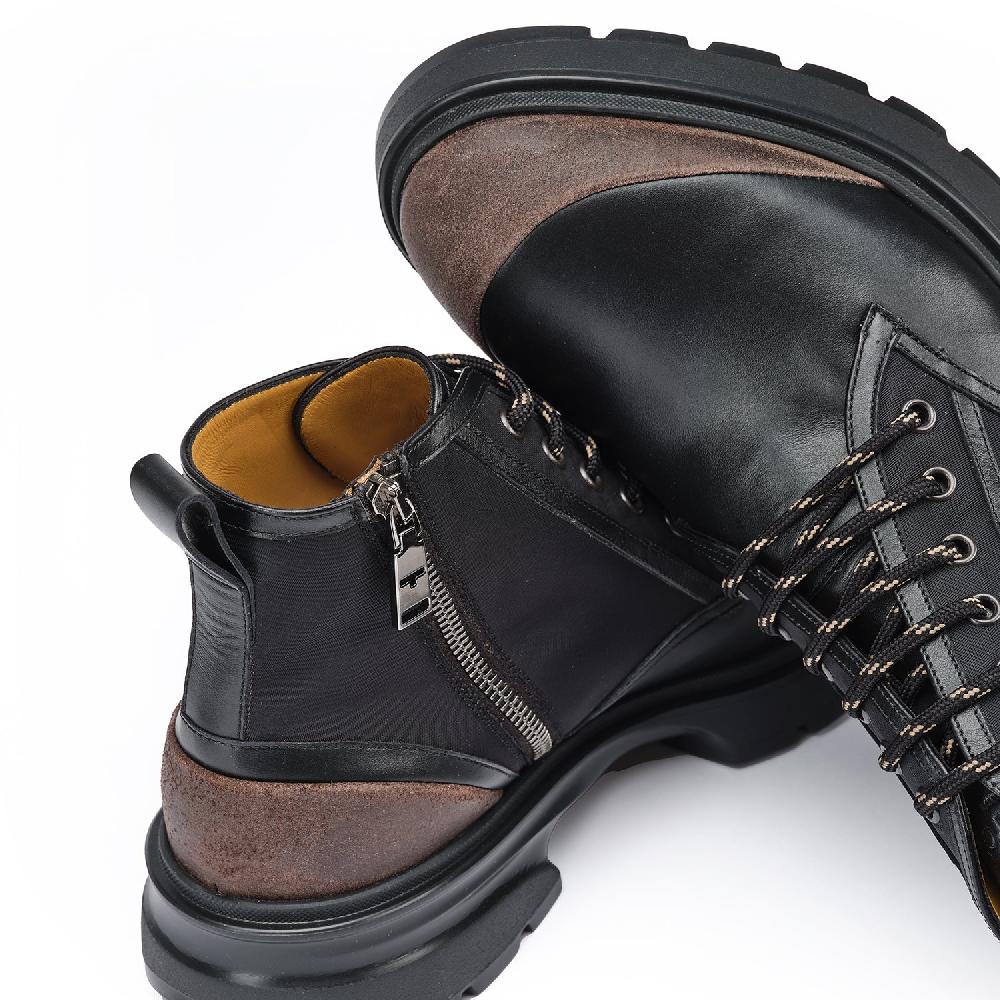 A.Testoni MORGEX COMBAT BOOT WAX SUEDE NYLON FABR. AND CALF °