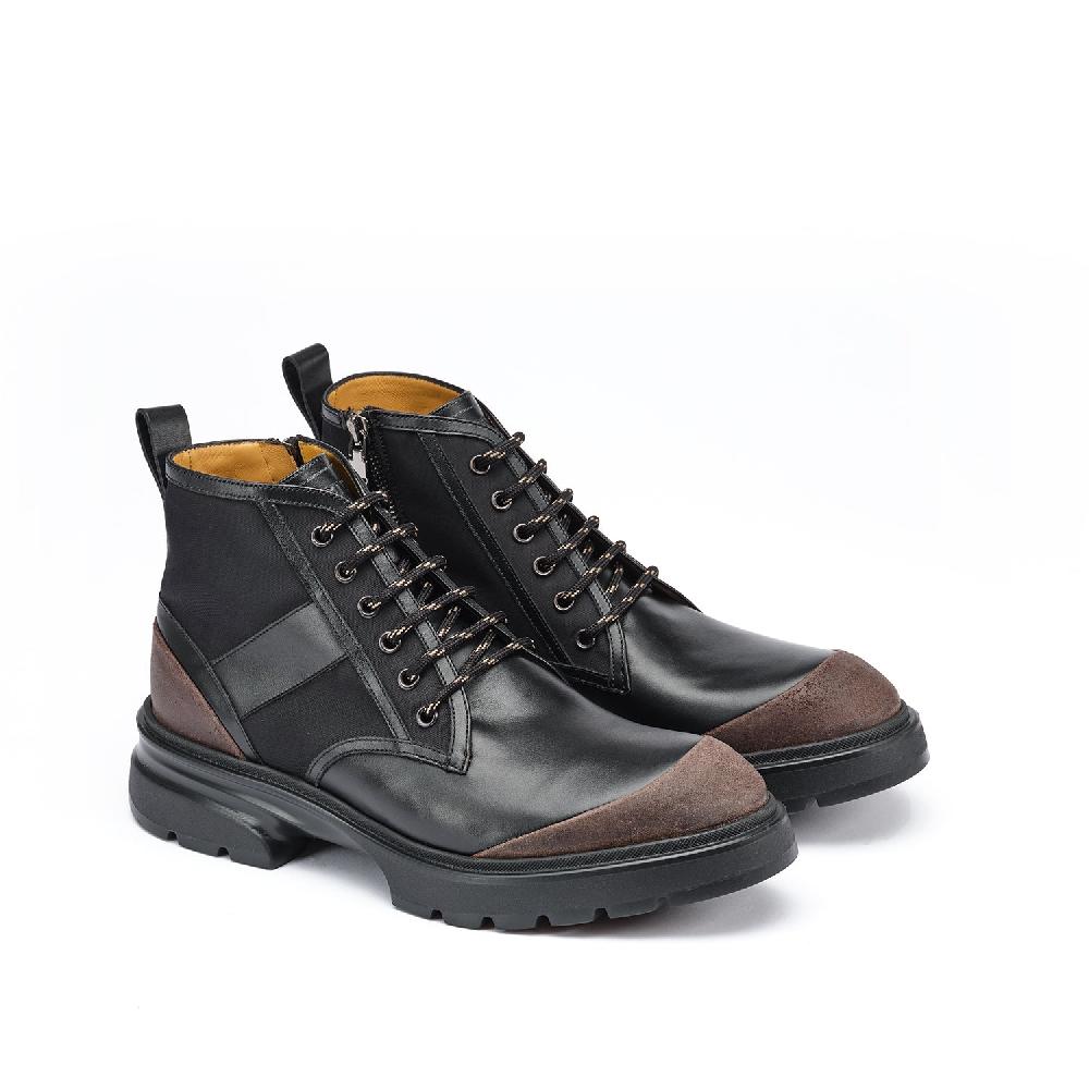A.Testoni MORGEX COMBAT BOOT WAX SUEDE NYLON FABR. AND CALF °