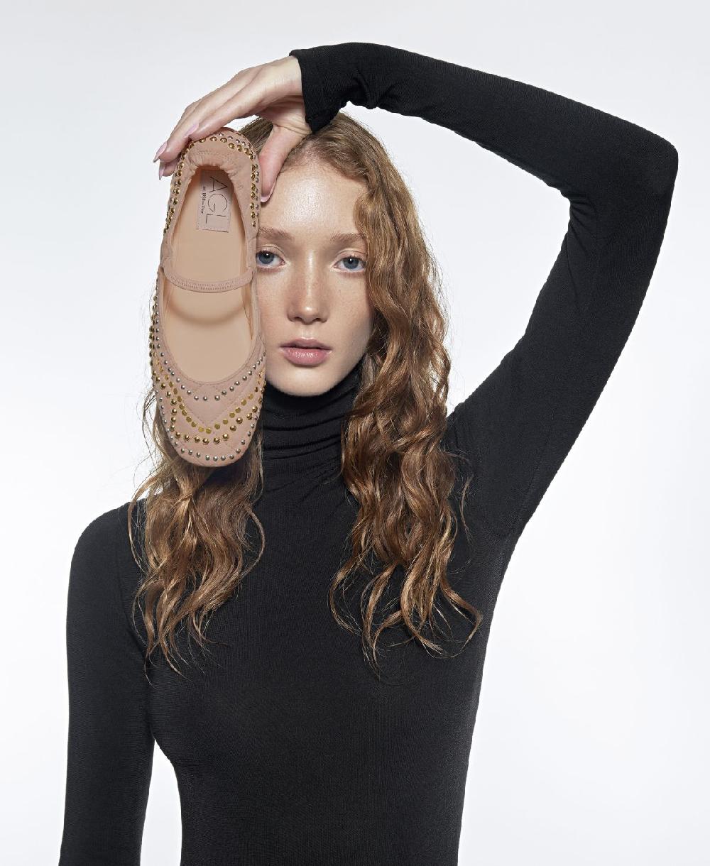 Agl Ballerina Con Borchie Rosa Cipria Iris Studs