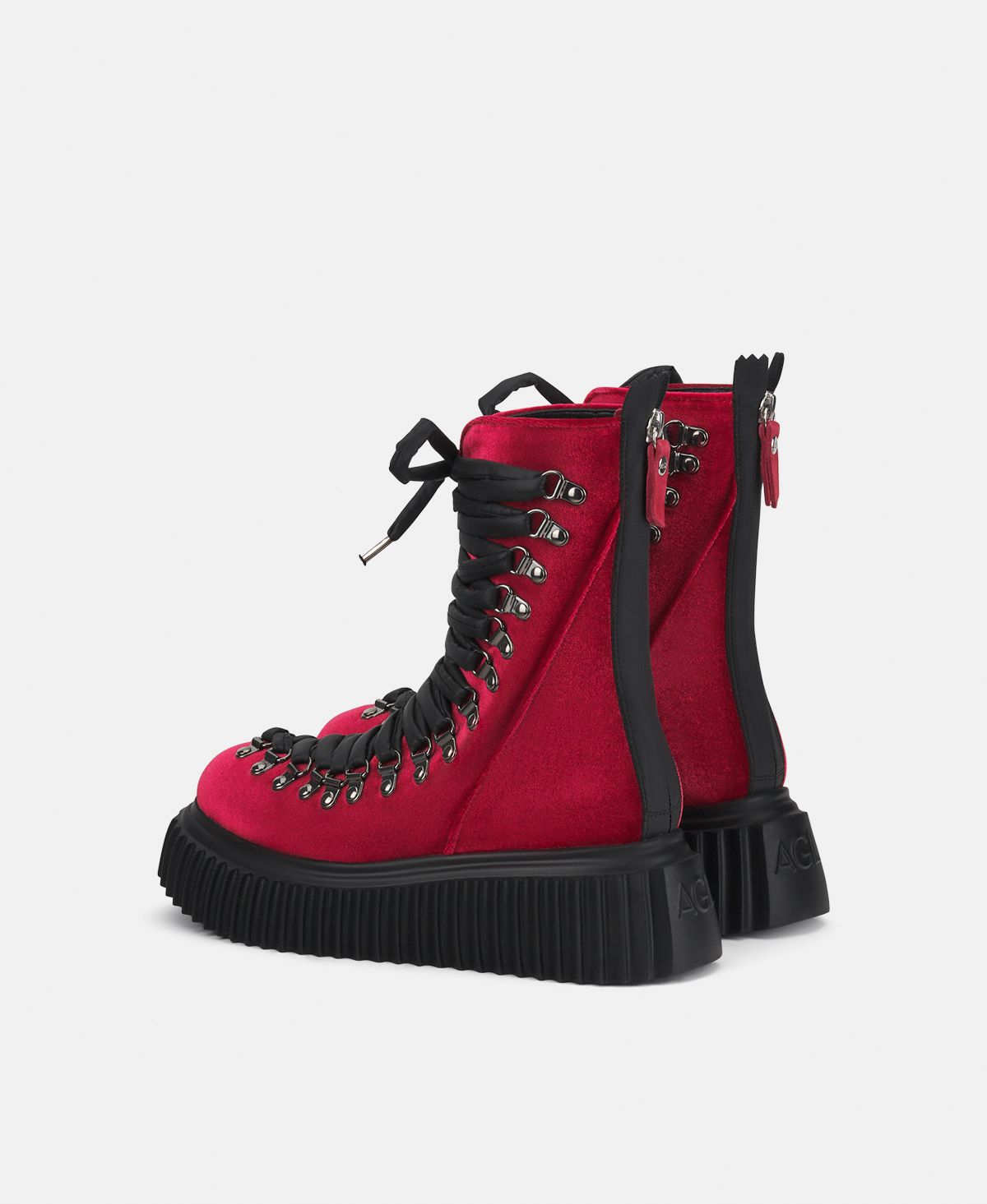 Agl Biker In Pelle Rosso Dromo Velvet