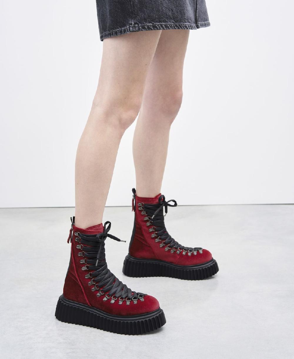 Agl Biker In Pelle Rosso Dromo Velvet