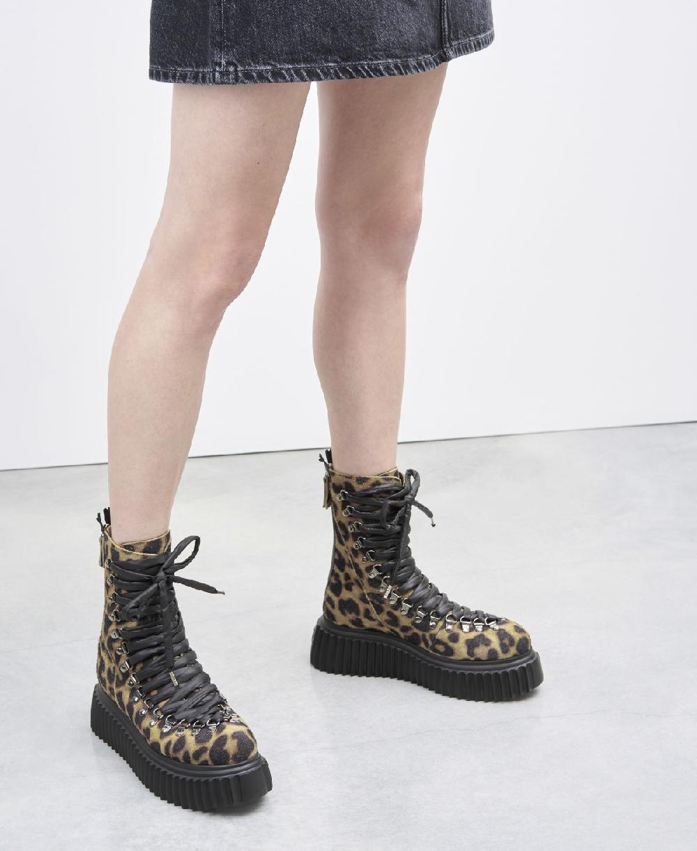 Agl Biker In Pelle Stampa Leopard Dromo