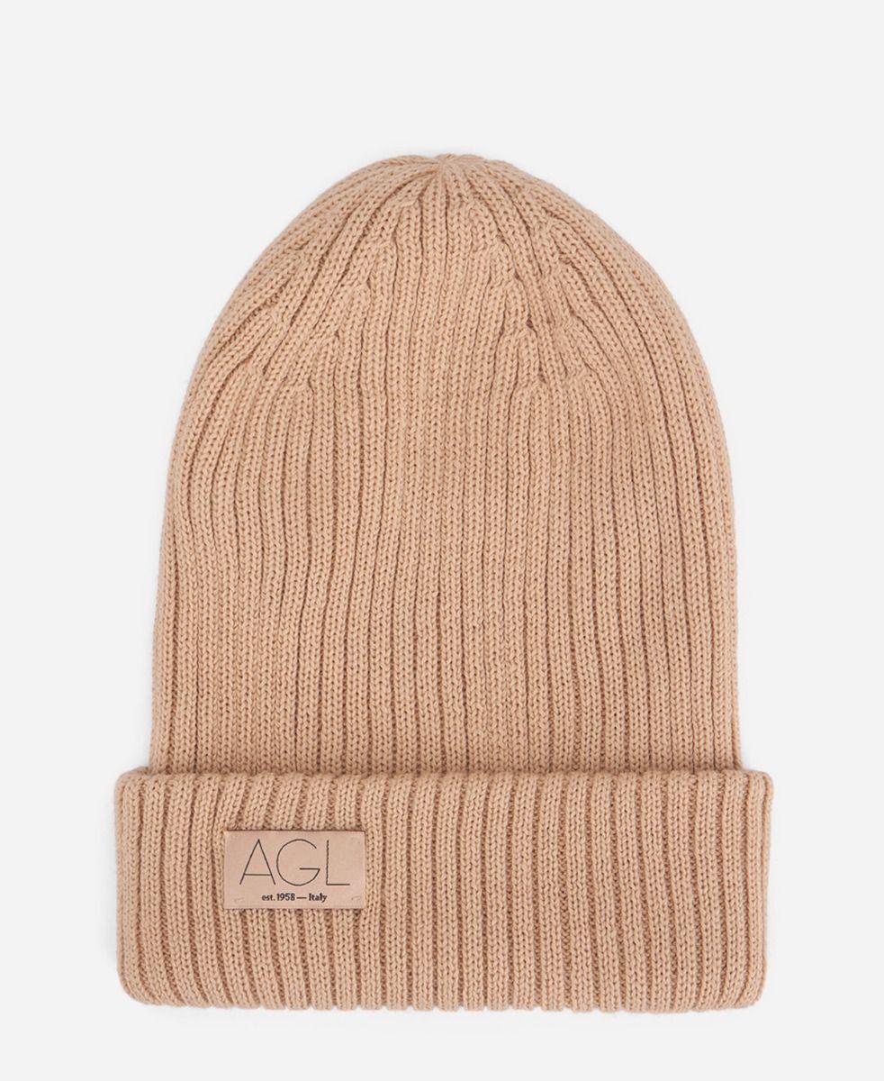 Agl Cuffia in lana Beige Wool hat