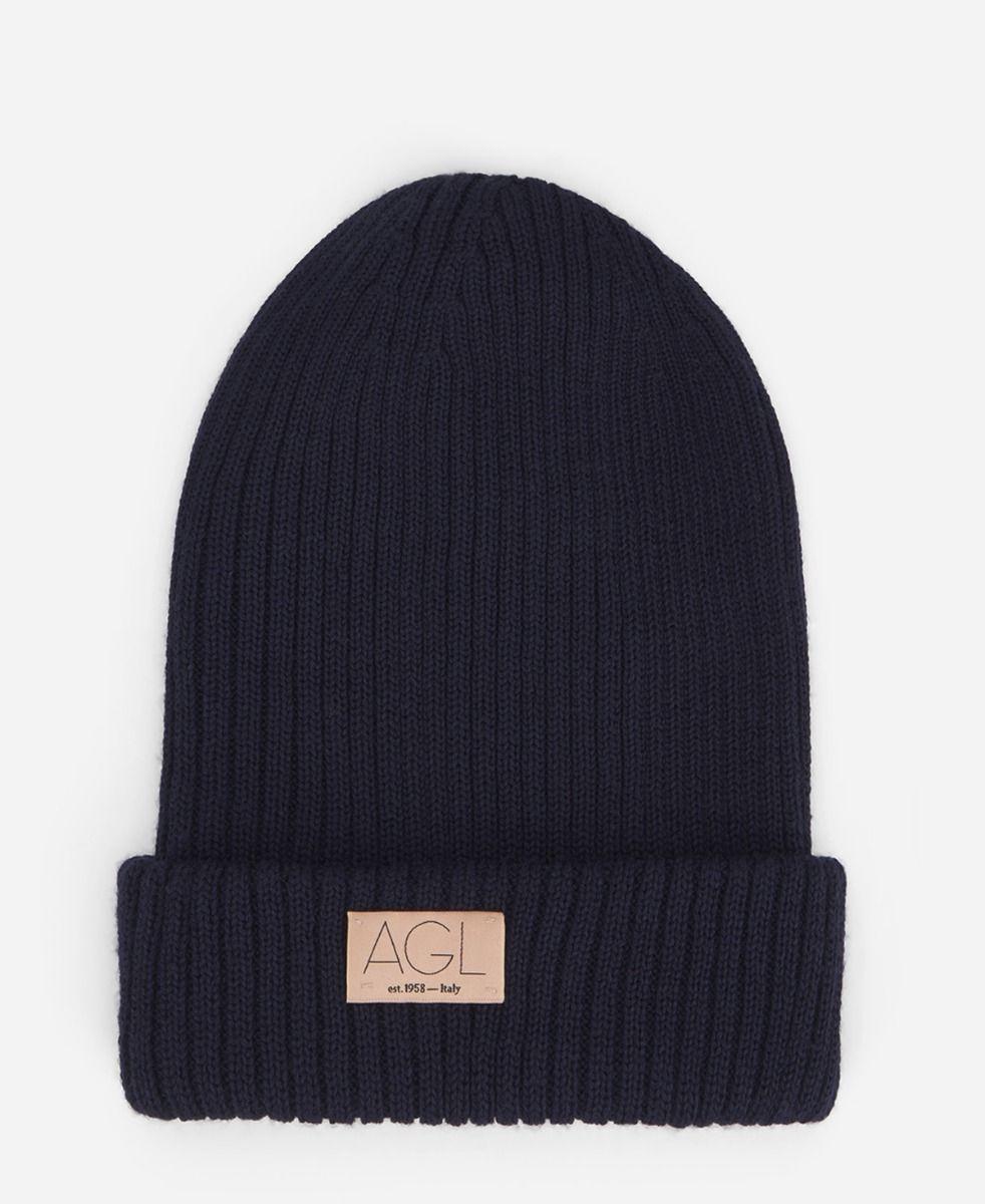 Agl Cuffia in lana Blu Wool hat