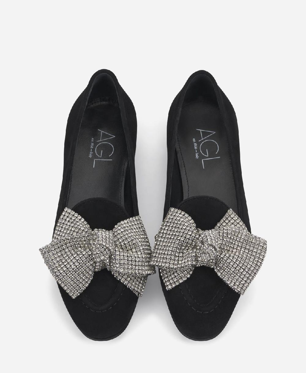 Agl Loafer Con Fiocco Nero Costanza Ribbon