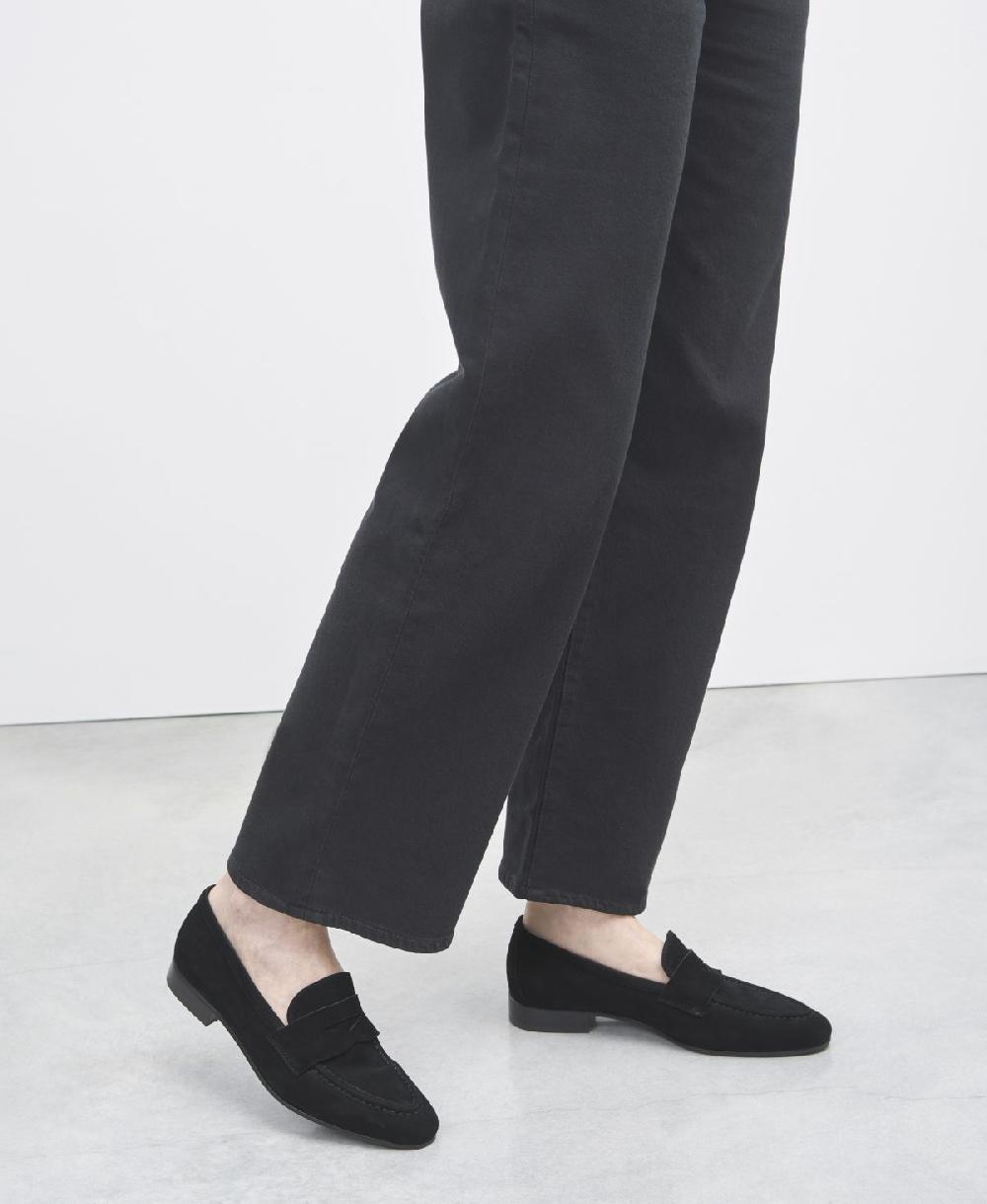 Agl Loafer In Velour Nero Costanza Stitch