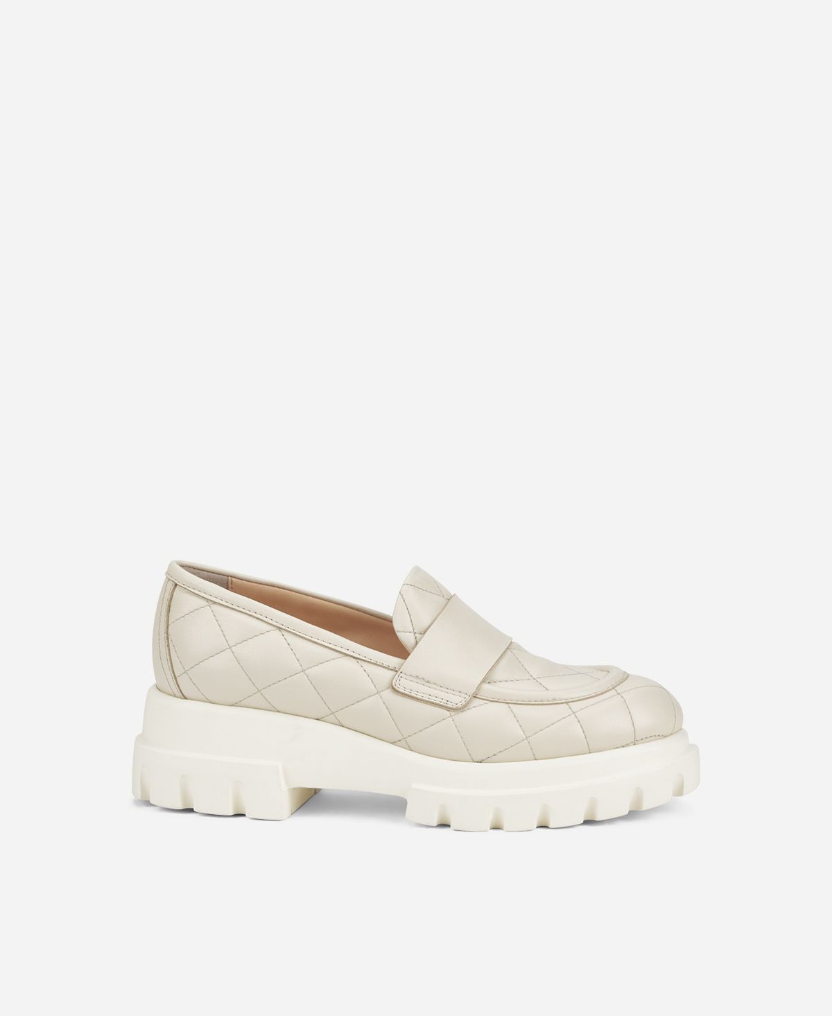 Agl Mocassino in pelle Avorio Celeste Matelassé