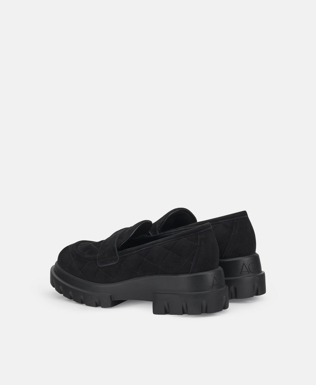 Agl Mocassino In Velour Nero Celeste Matelassé