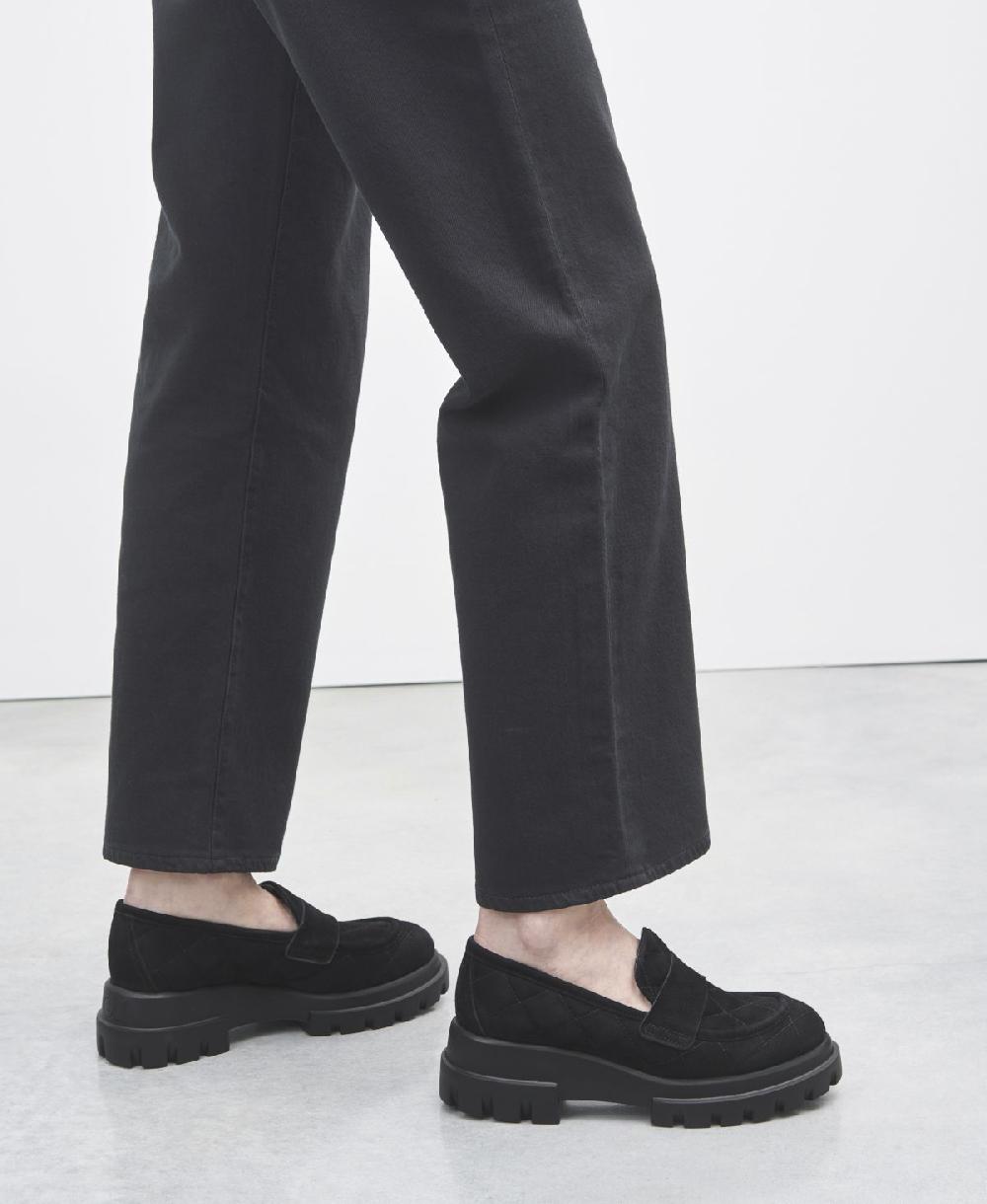 Agl Mocassino In Velour Nero Celeste Matelassé