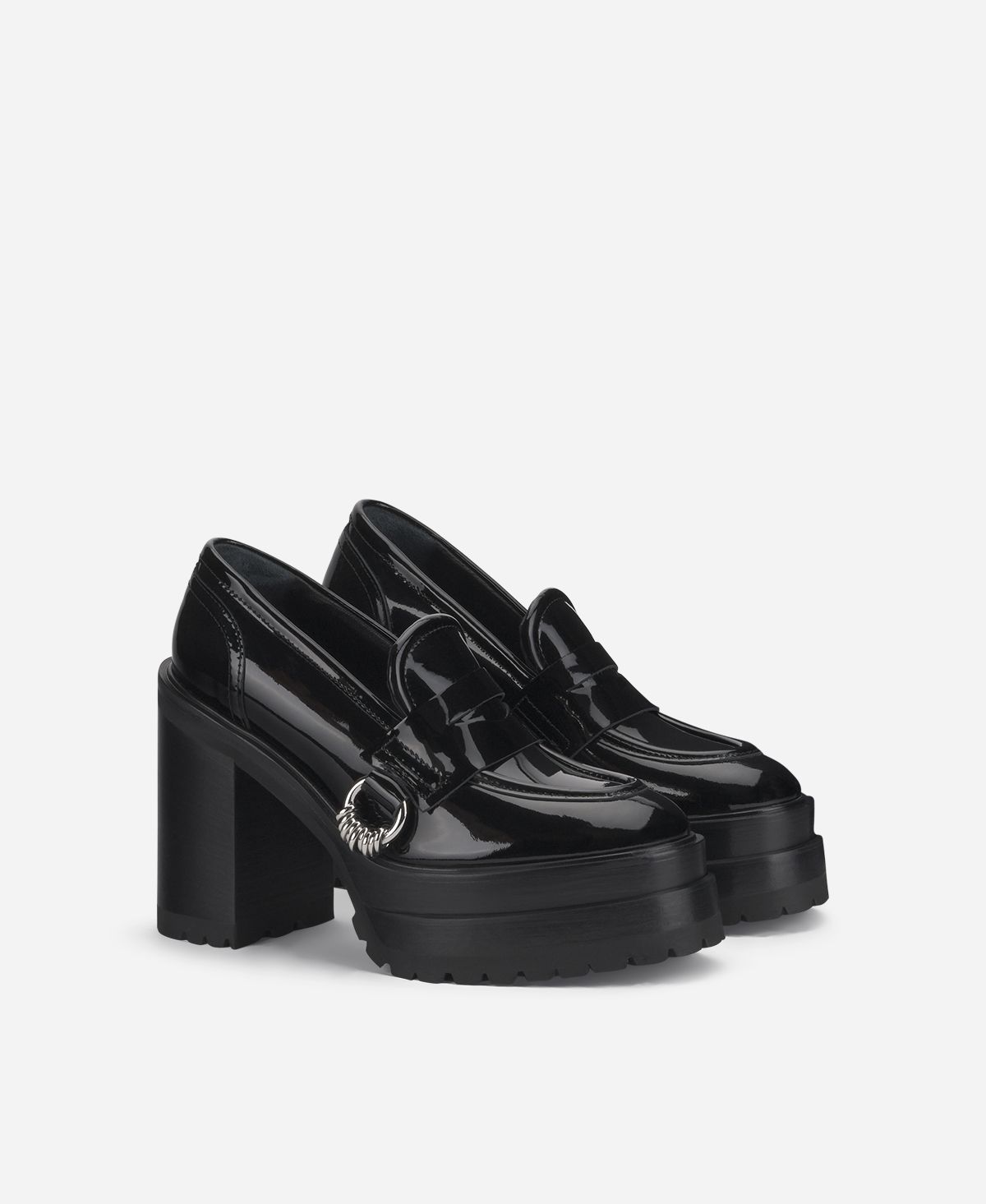 Agl Mocassino In Vernice Con Tacco Nero Tasky