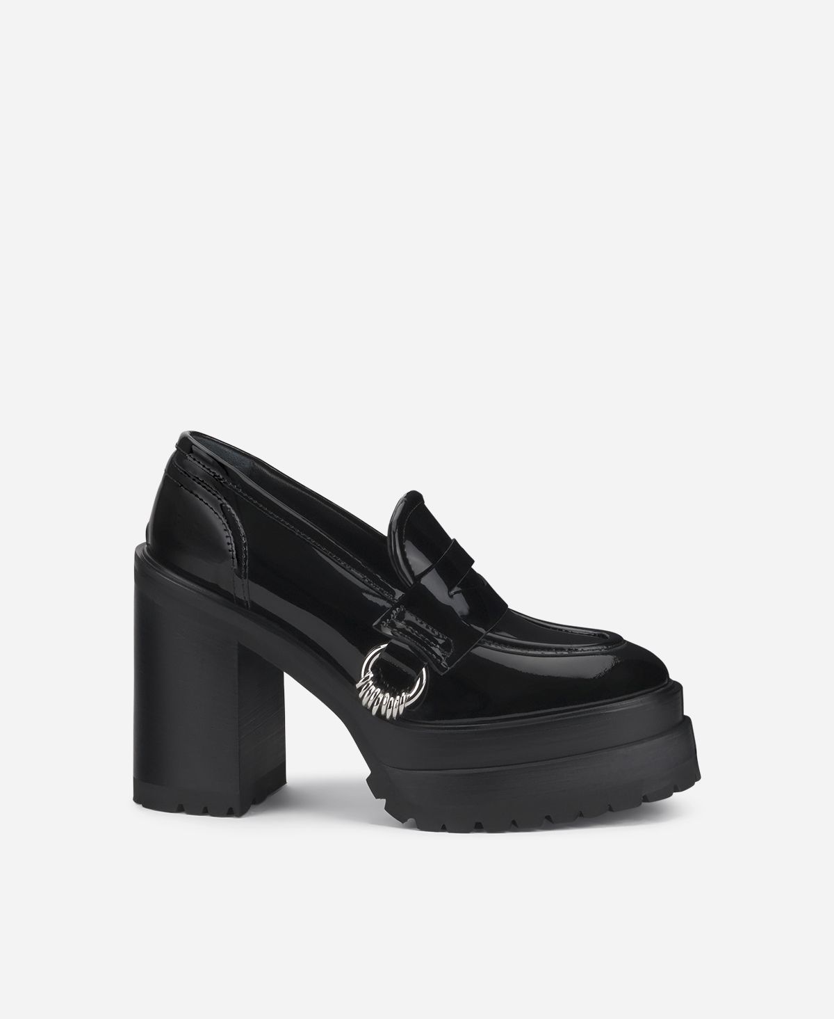 Agl Mocassino in vernice con tacco Nero Tasky