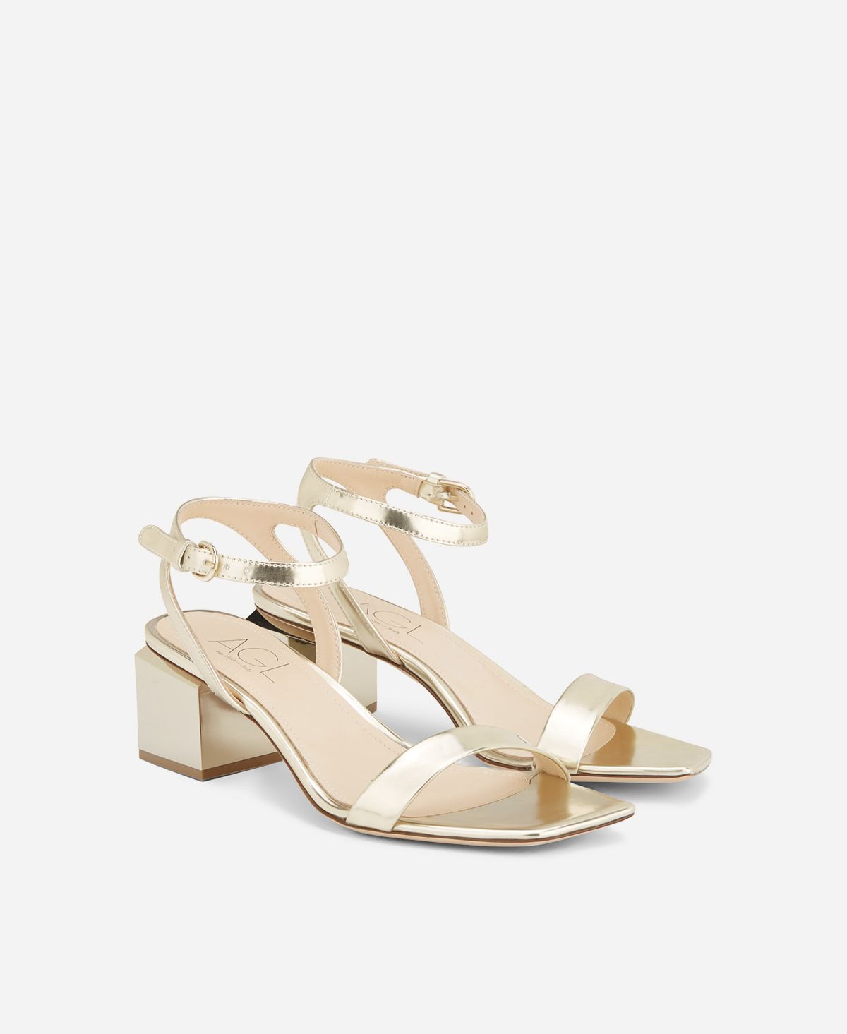 Agl Sandalo Con Tacco Cubico Oro Angie