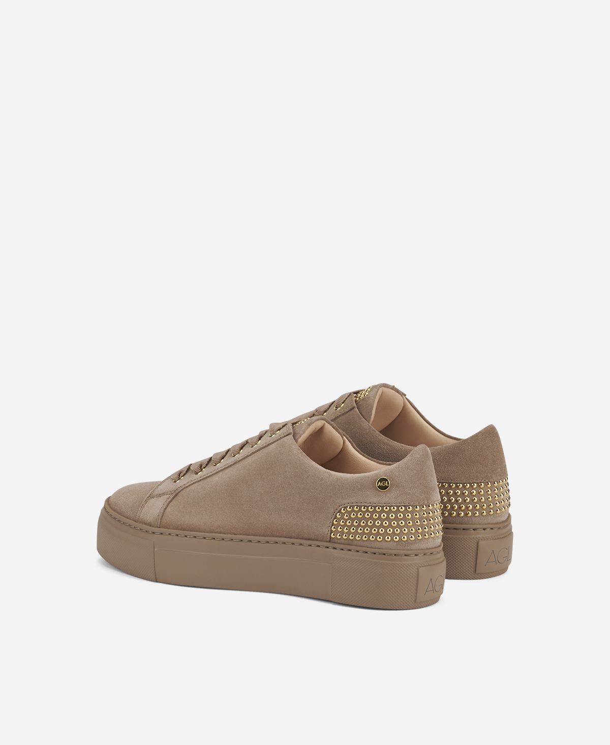 Agl Sneaker Con Borchie Sul Tallone Beige Stella