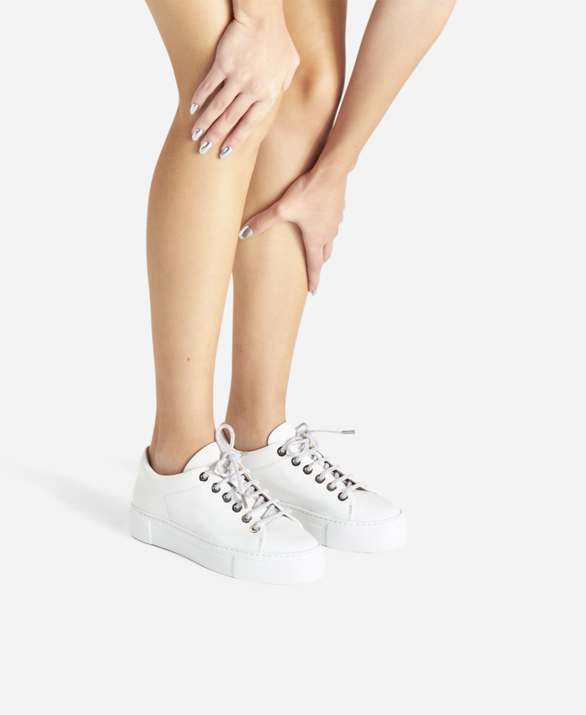 Agl Sneaker Con Lacci Gioiello Bianco Crystal