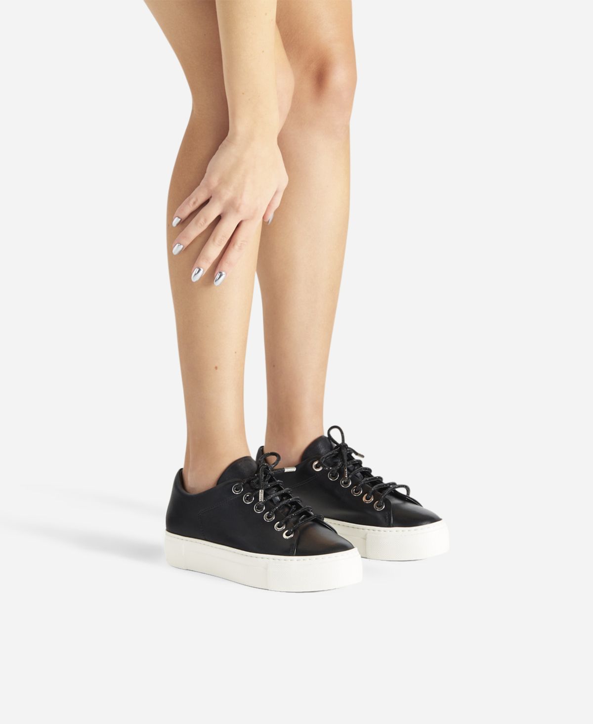 Agl Sneaker Con Lacci Gioiello Nero Crystal