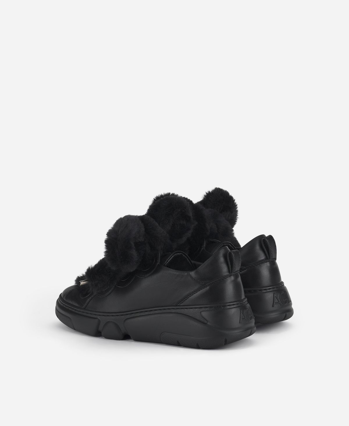 Agl Sneaker Con Lacci In Pelliccia Nero Fur Bubble