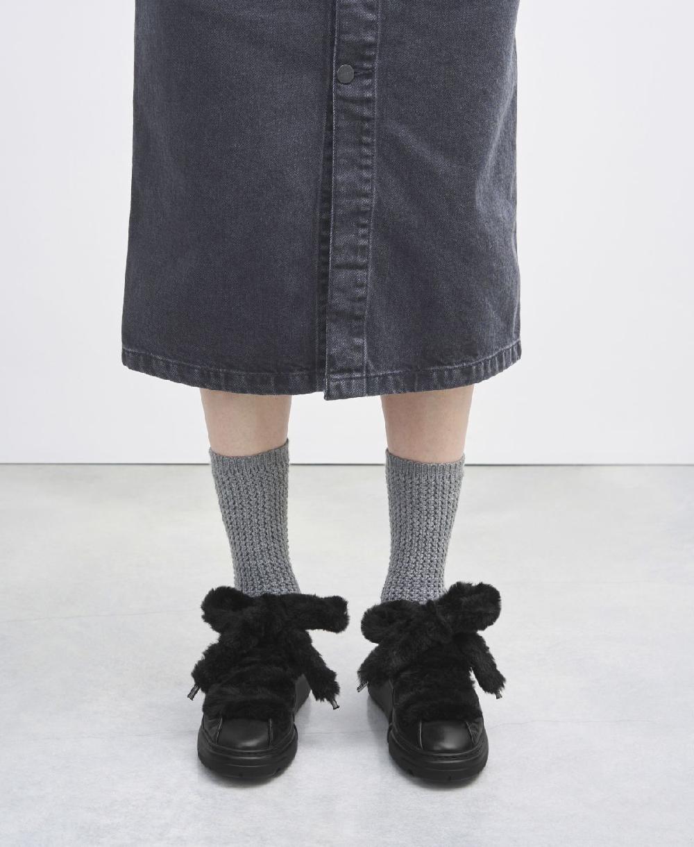 Agl Sneaker Con Lacci In Pelliccia Nero Fur Bubble