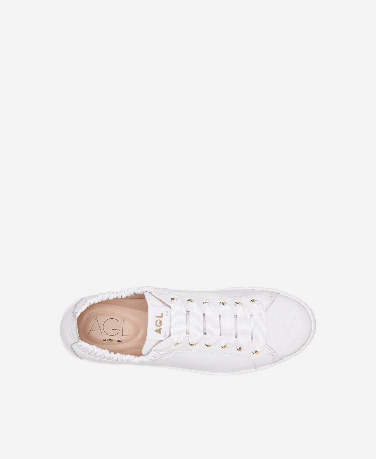 Agl Sneaker In Pelle Con Elastico Bianco Suzie