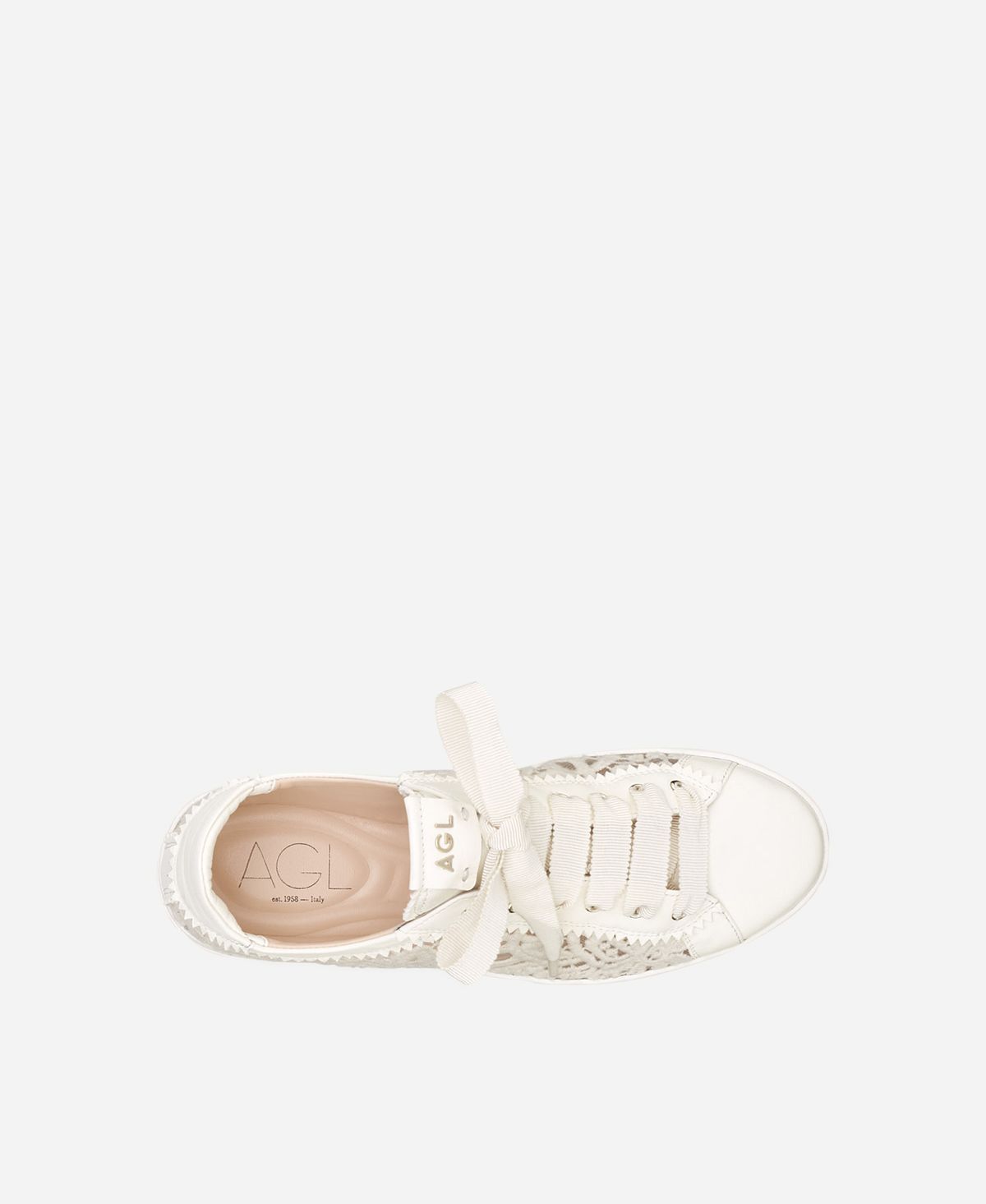 Agl Sneaker In Pizzo Bianco Sade Fabric