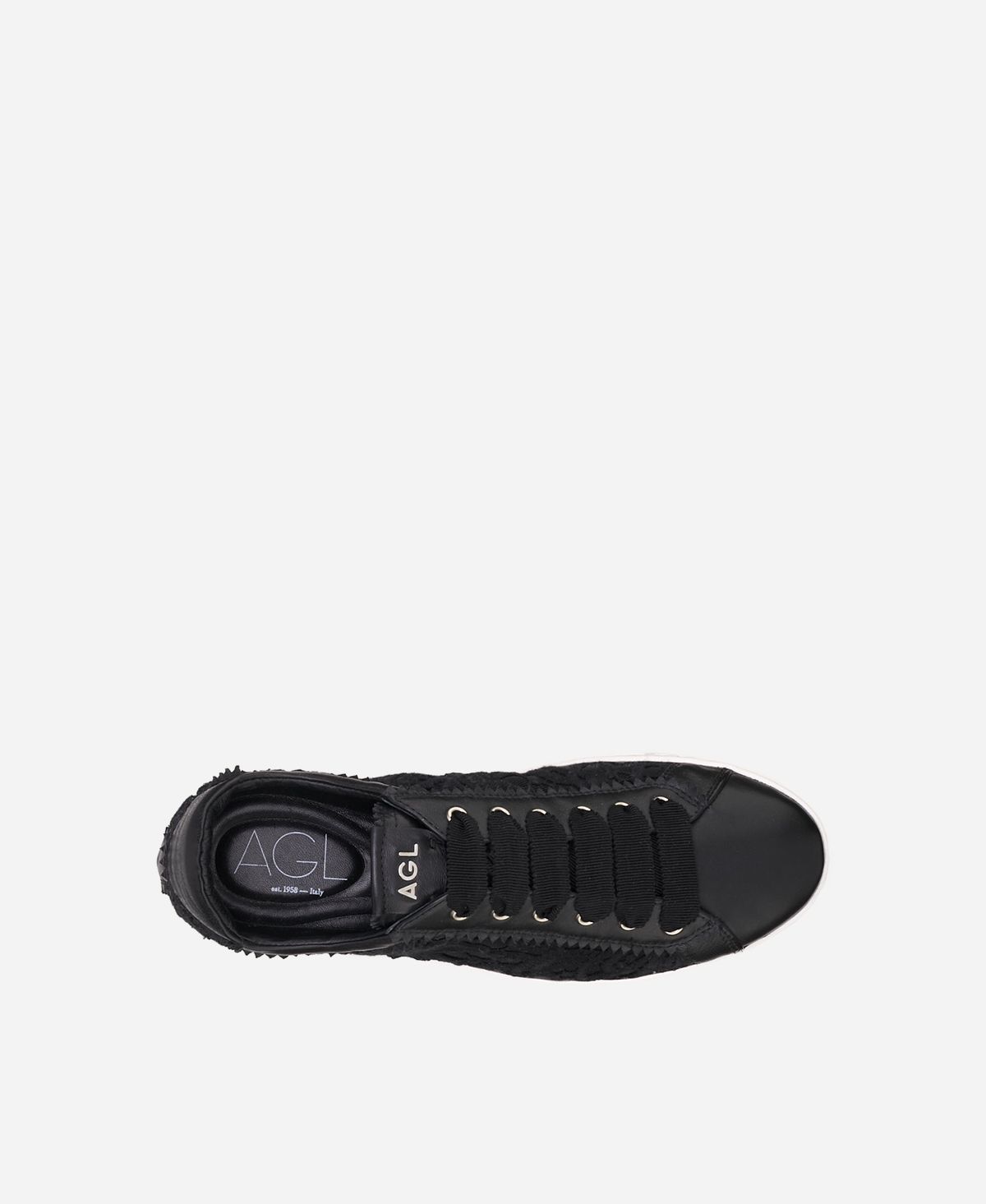 Agl Sneaker In Pizzo Nero Sade Fabric