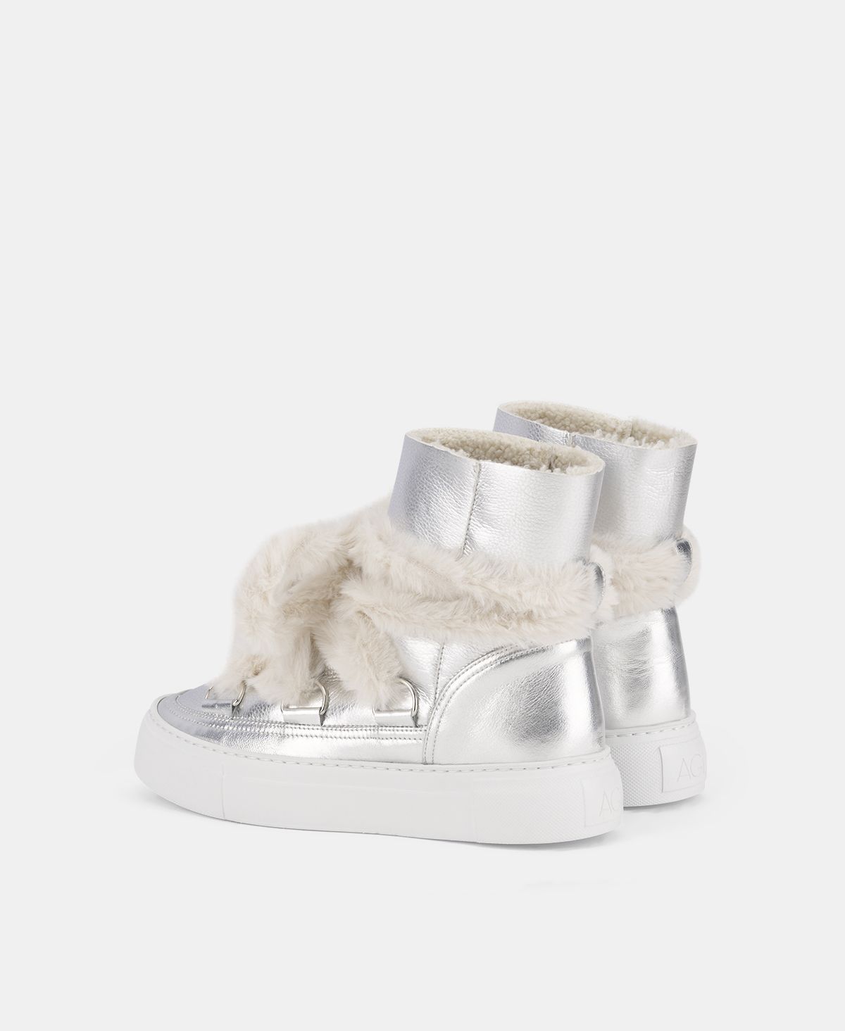 Agl Sneaker Stivaletto Con Pelliccia Argento Kate