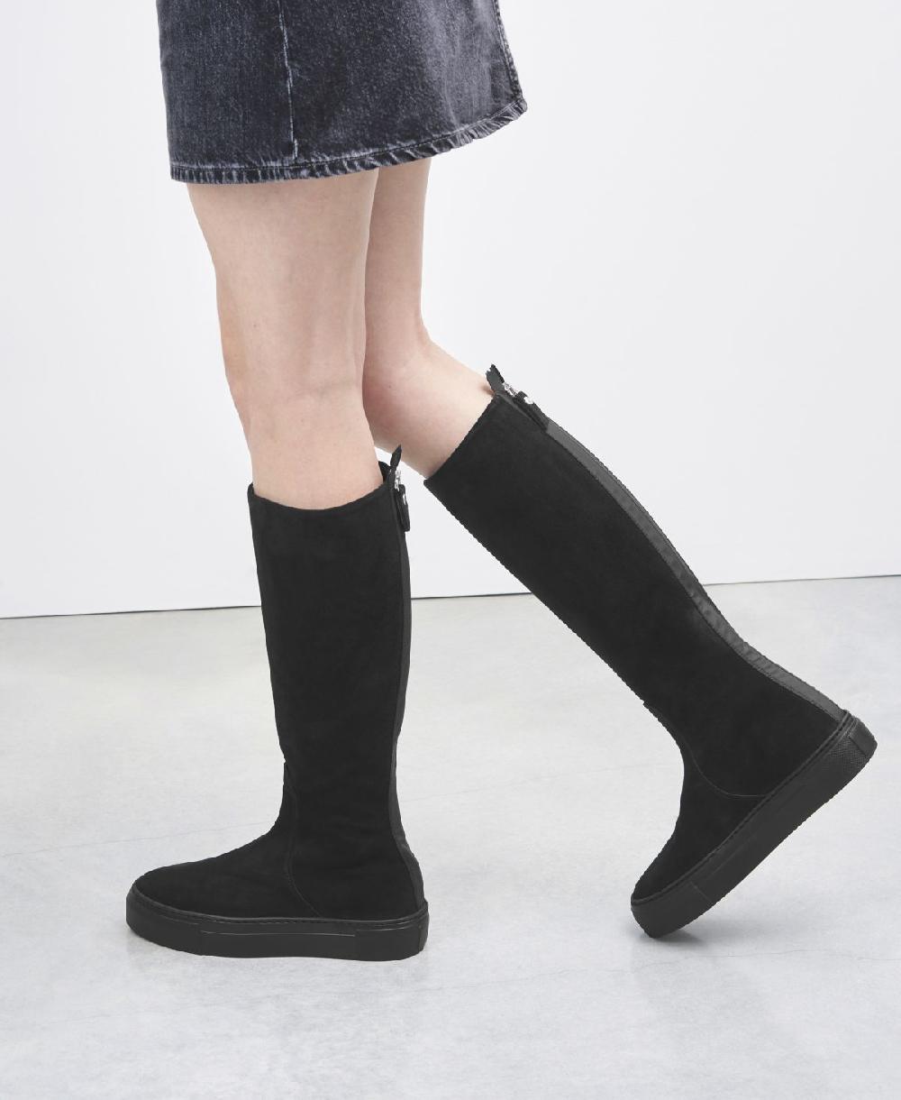 Agl Stivale Sportivo In Velour Nero Meghan Boot