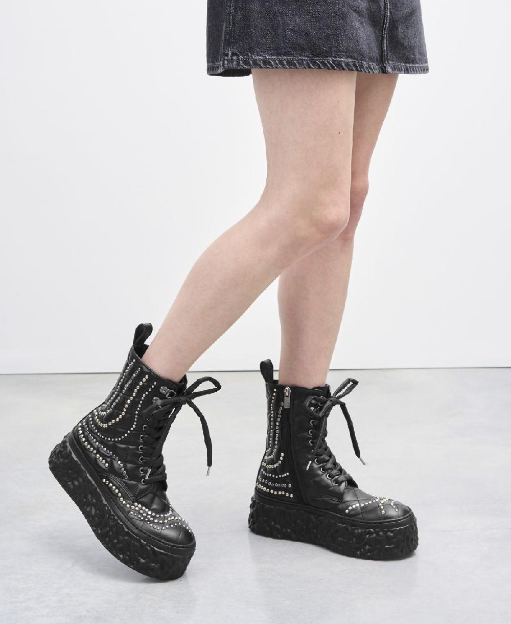 Agl Stivaletto Con Borchie Nero Magma High Flawed