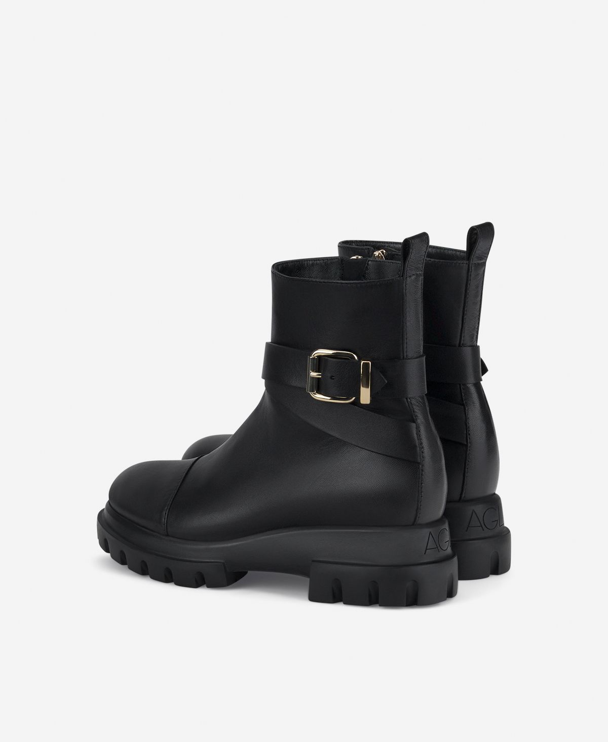Agl Stivaletto Con Fibbia Nero Chunky Strap