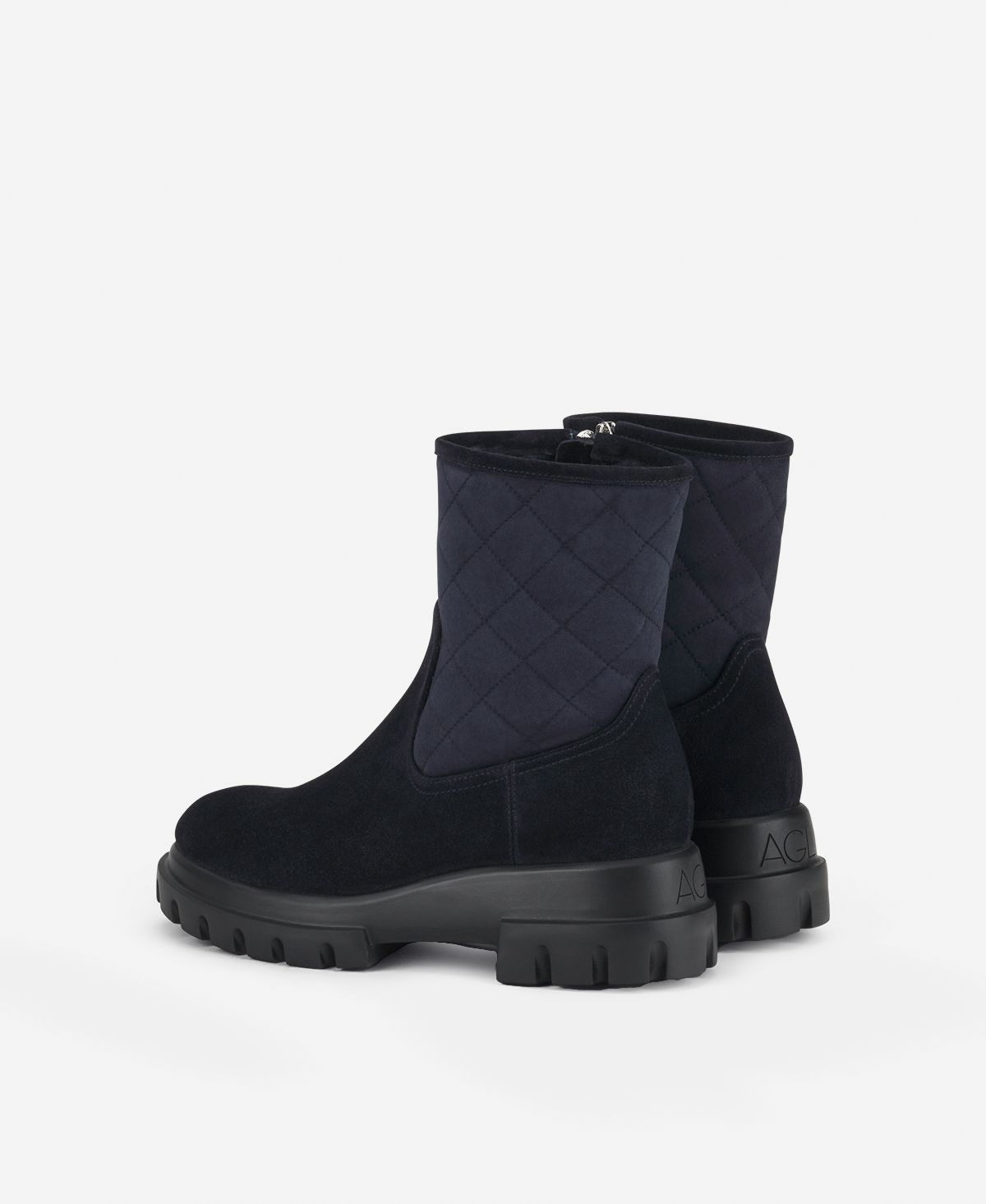 Agl Stivaletto Con Montone Blu Chunky Matelassé