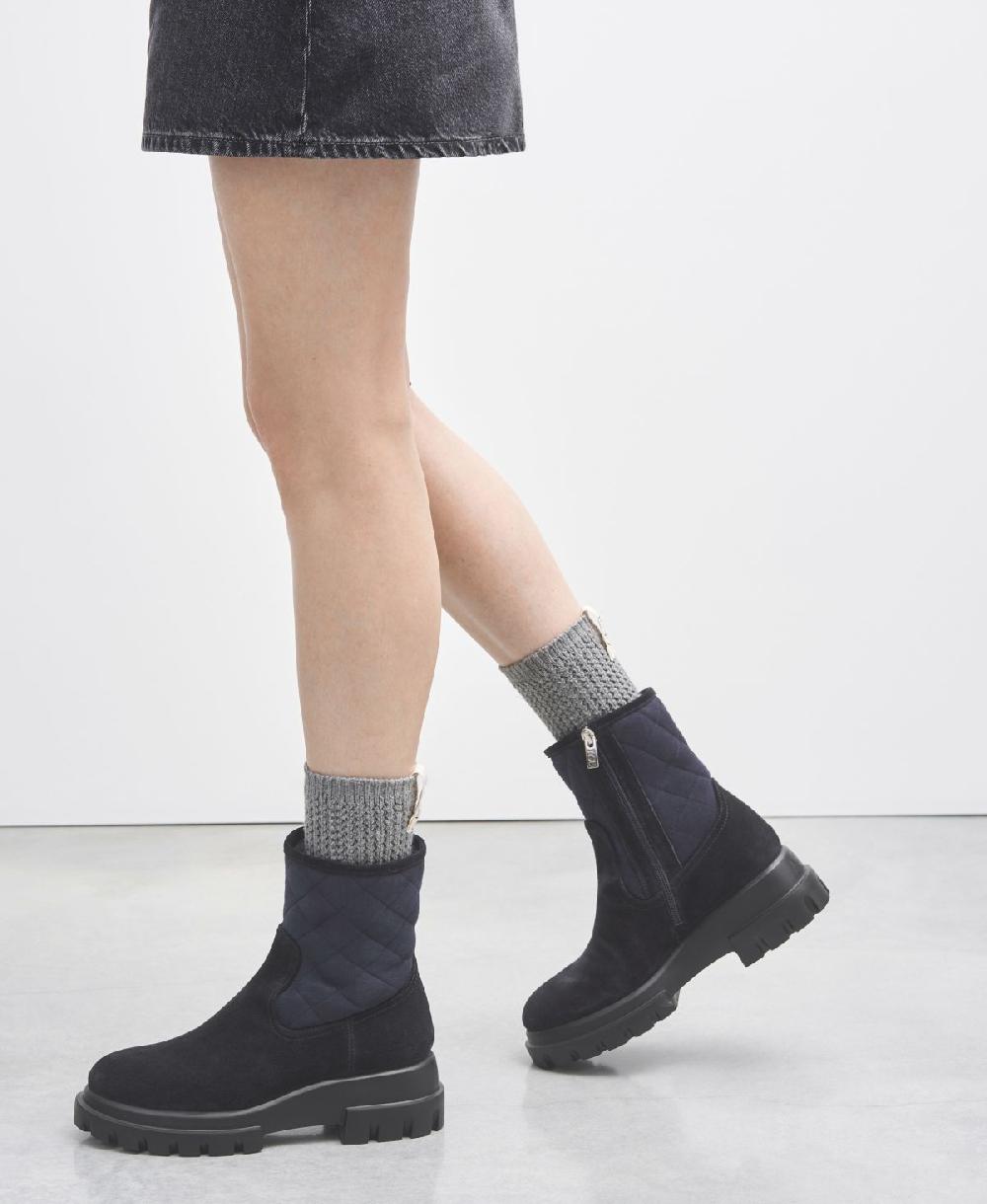 Agl Stivaletto Con Montone Blu Chunky Matelassé