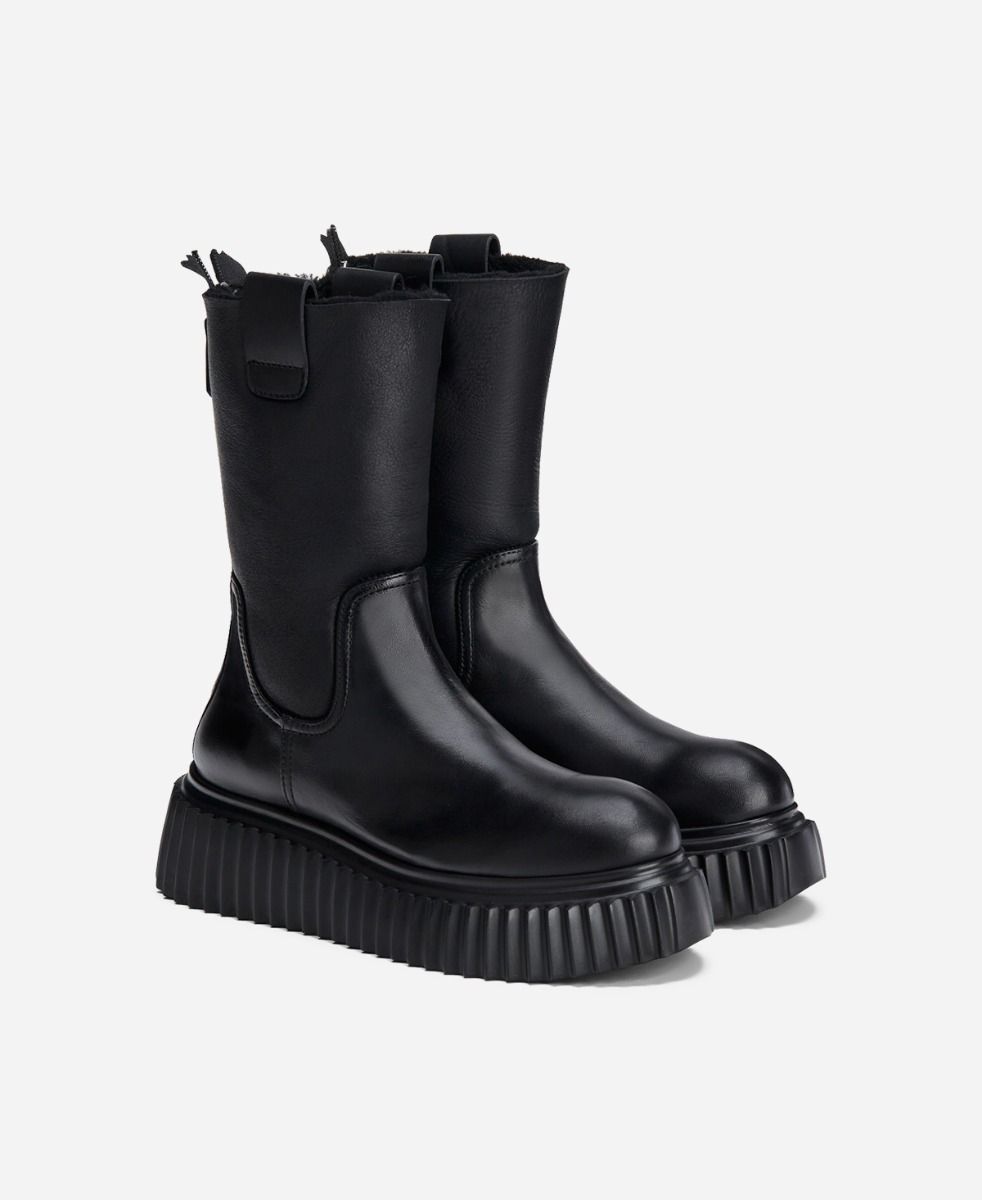 Agl Stivaletto Con Montone Nero Milagros Fur