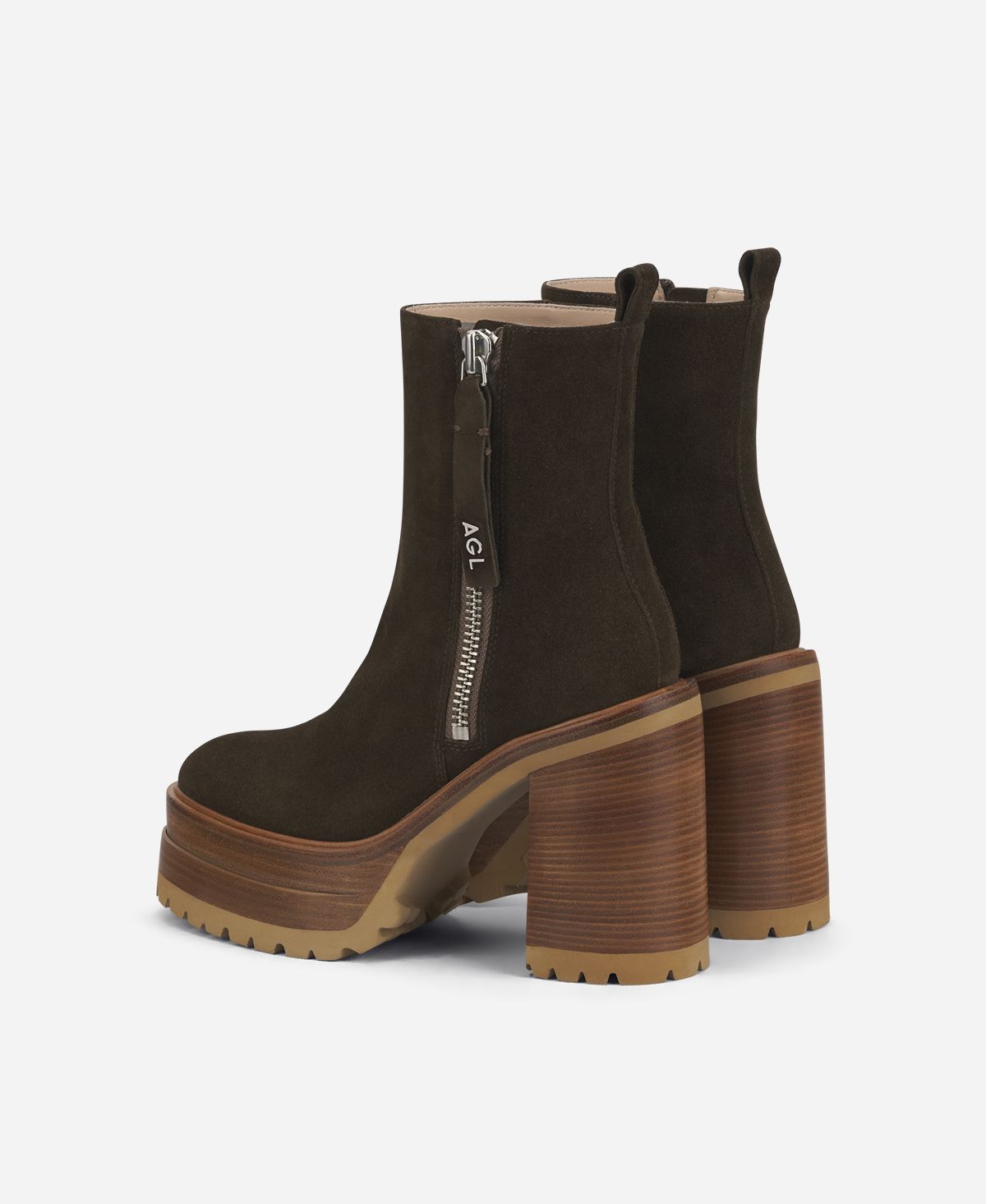 Agl Stivaletto Con Zip E Plateau Brown Tora