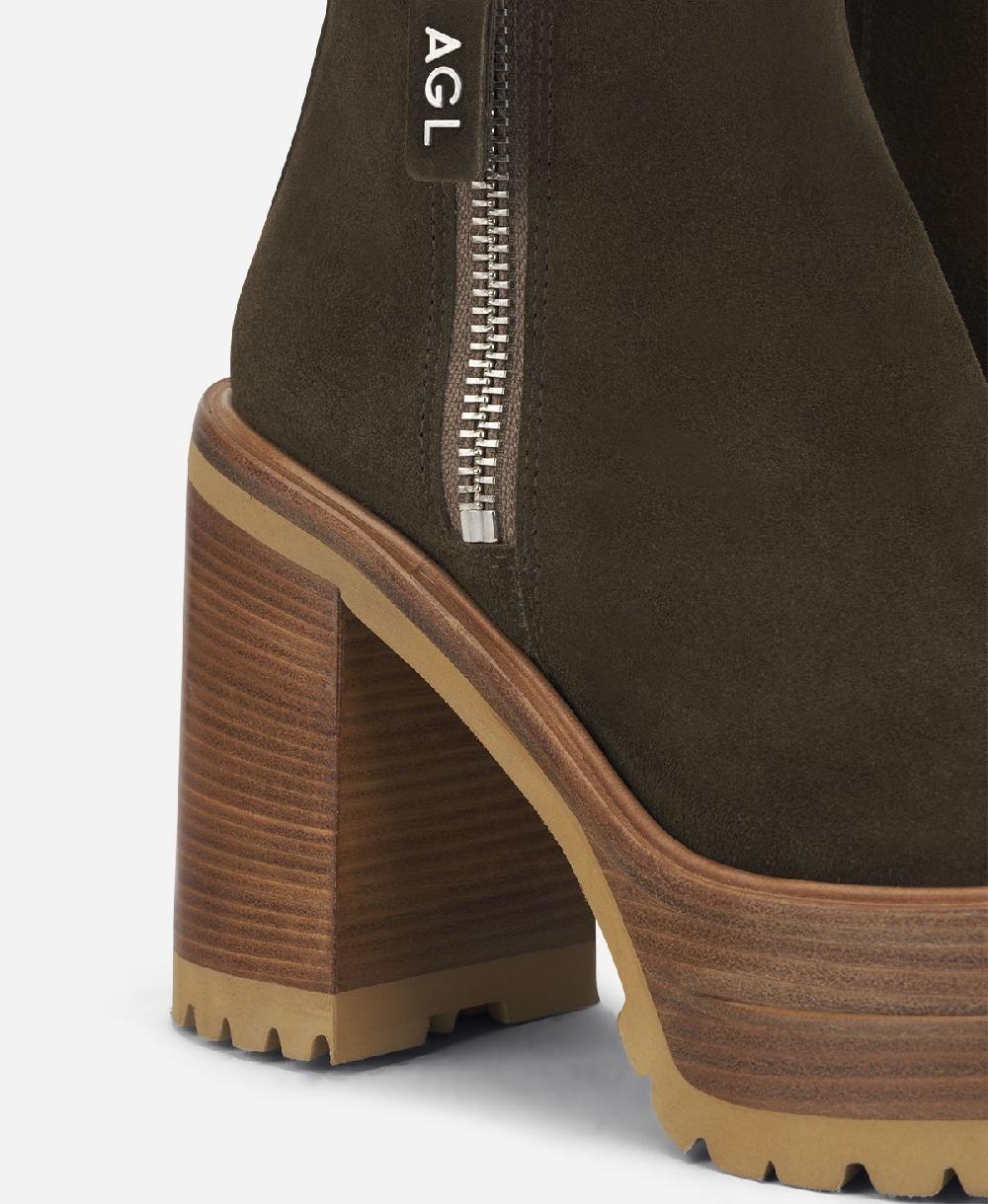 Agl Stivaletto Con Zip E Plateau Brown Tora