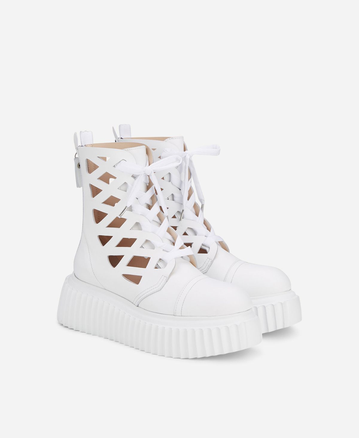 Agl Stivaletto In Pelle Laserata Bianco Viggy