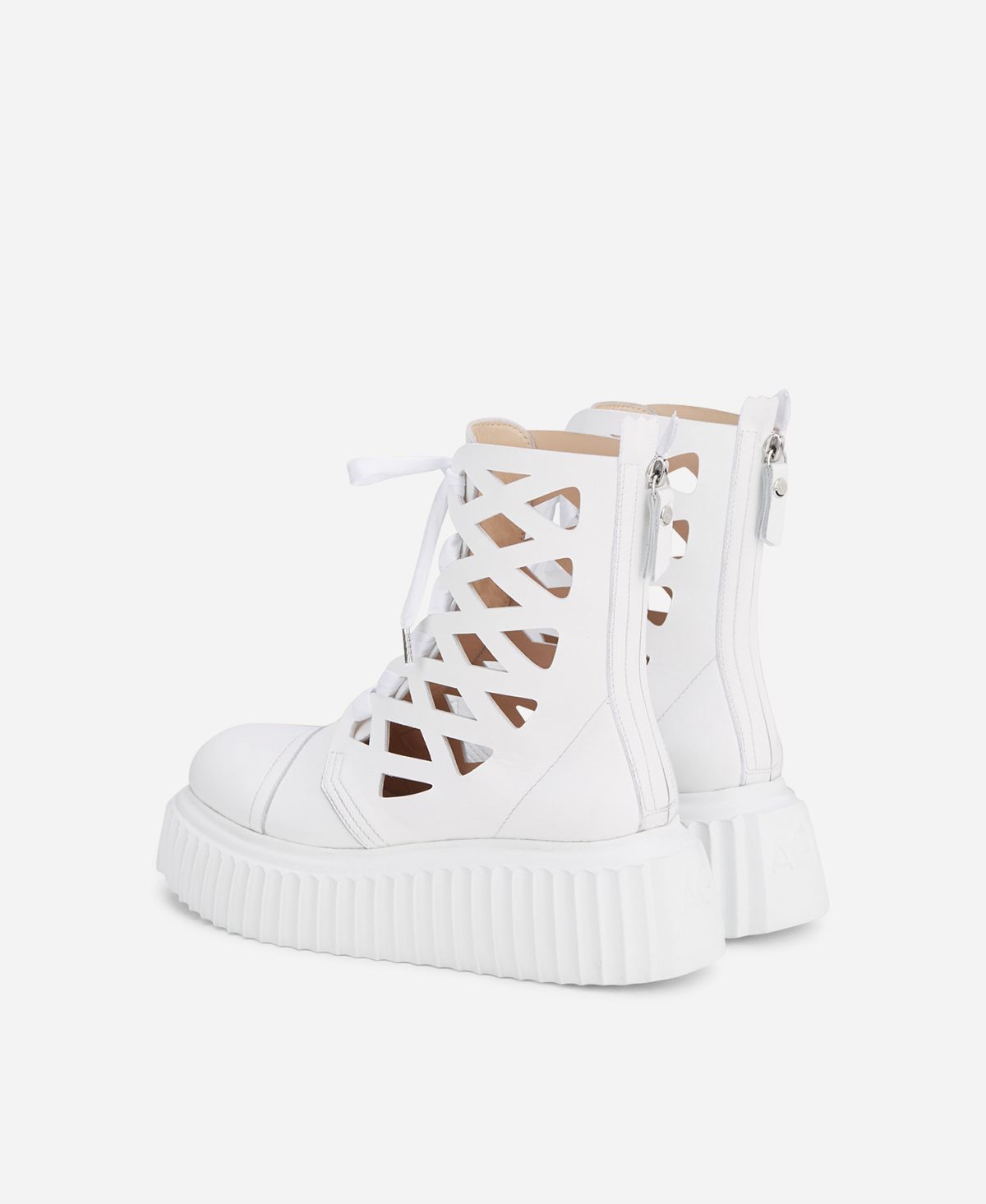 Agl Stivaletto In Pelle Laserata Bianco Viggy