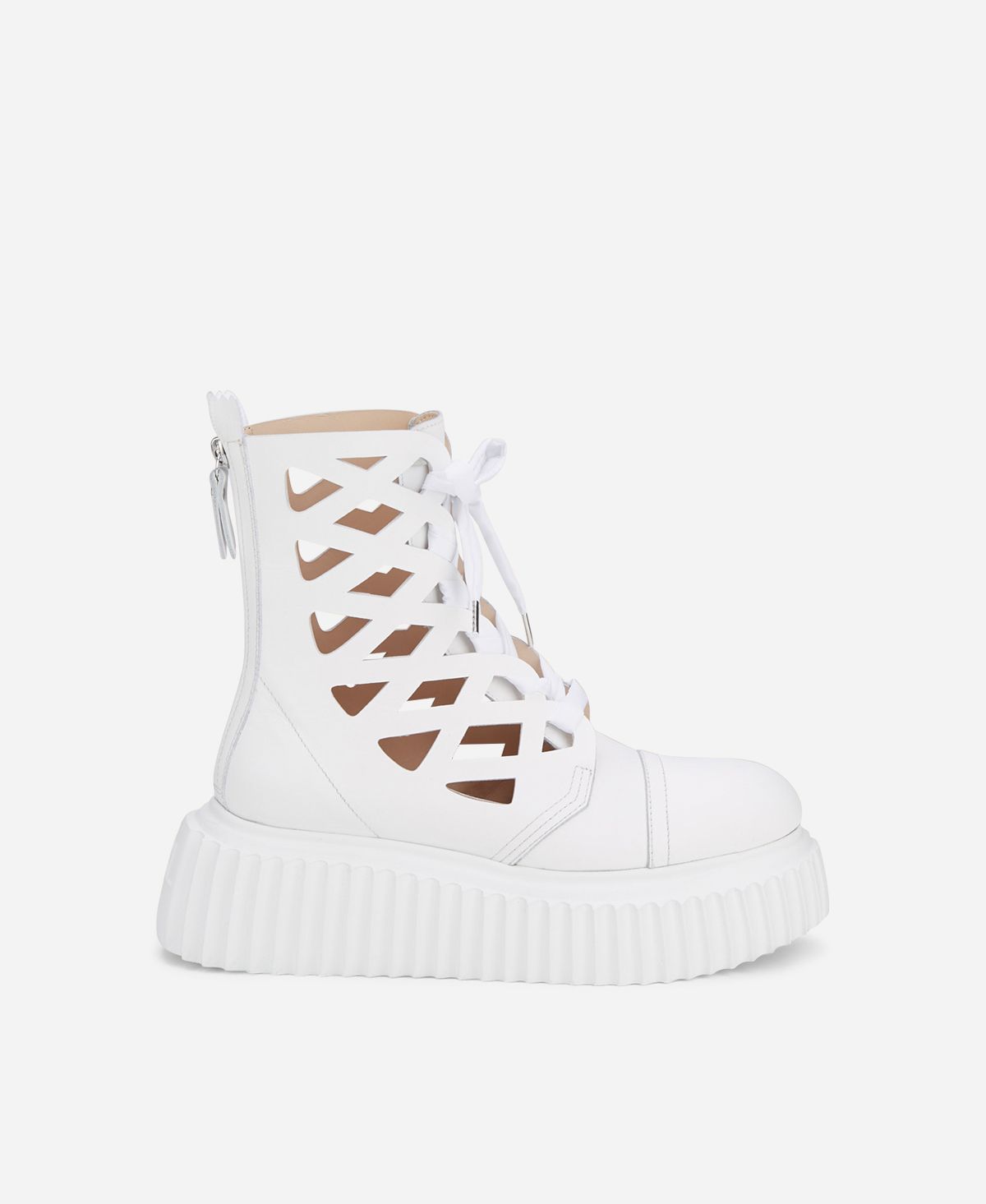 Agl Stivaletto in pelle laserata Bianco Viggy