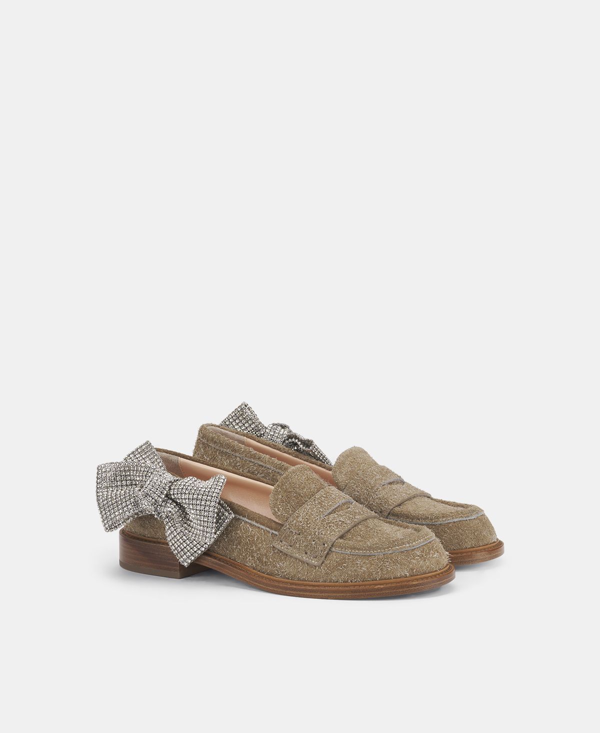 Agl Mocassino Con Fiocco Di Strass Tortora Olivia Ribbon